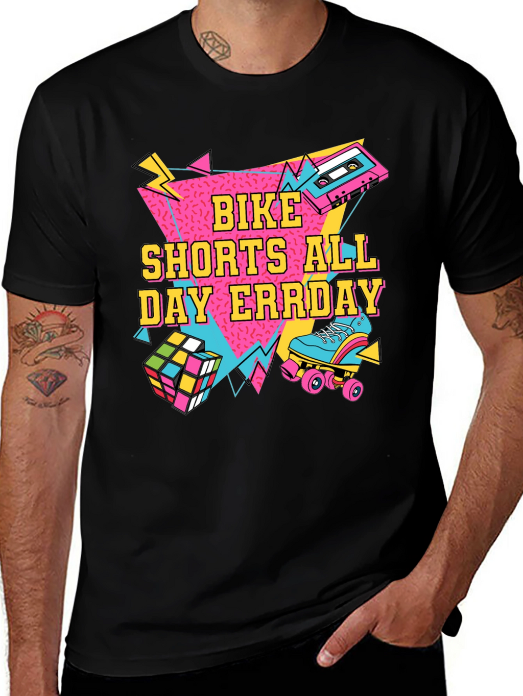 Bike Shorts All Day Errday T-Shirt 90s Throwback