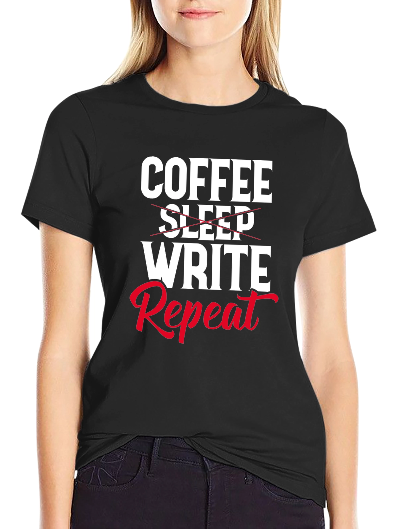 Coffee Write Repeat Novelty T-Shirt