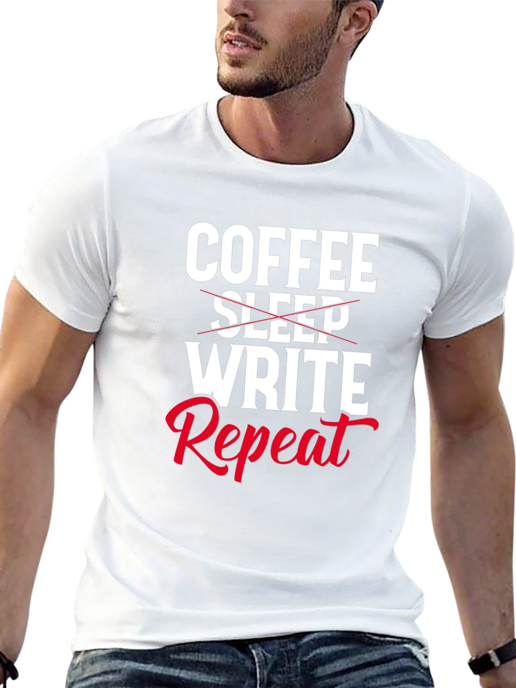 Coffee Write Repeat Novelty T-Shirt