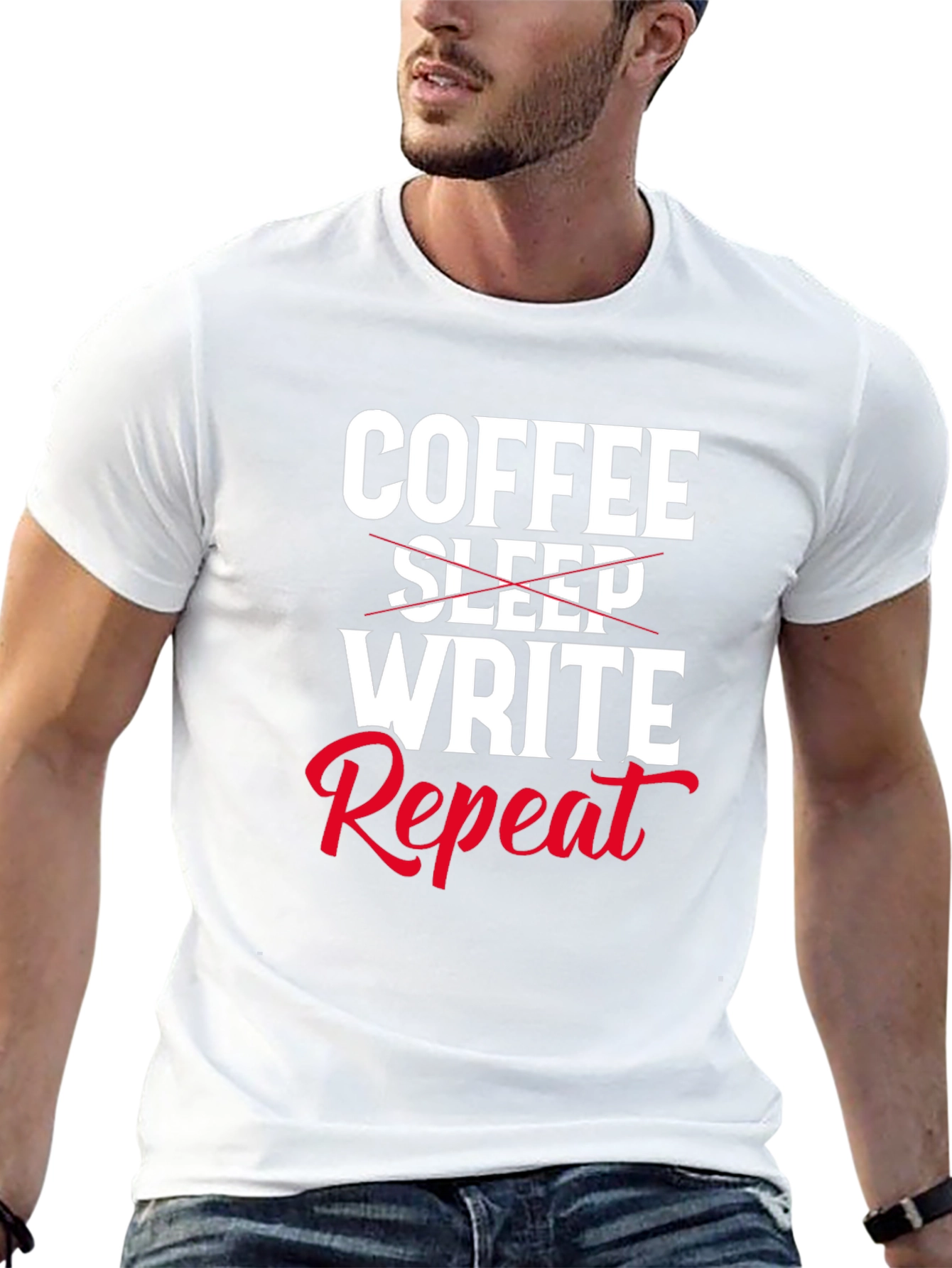 Coffee Write Repeat Novelty T-Shirt