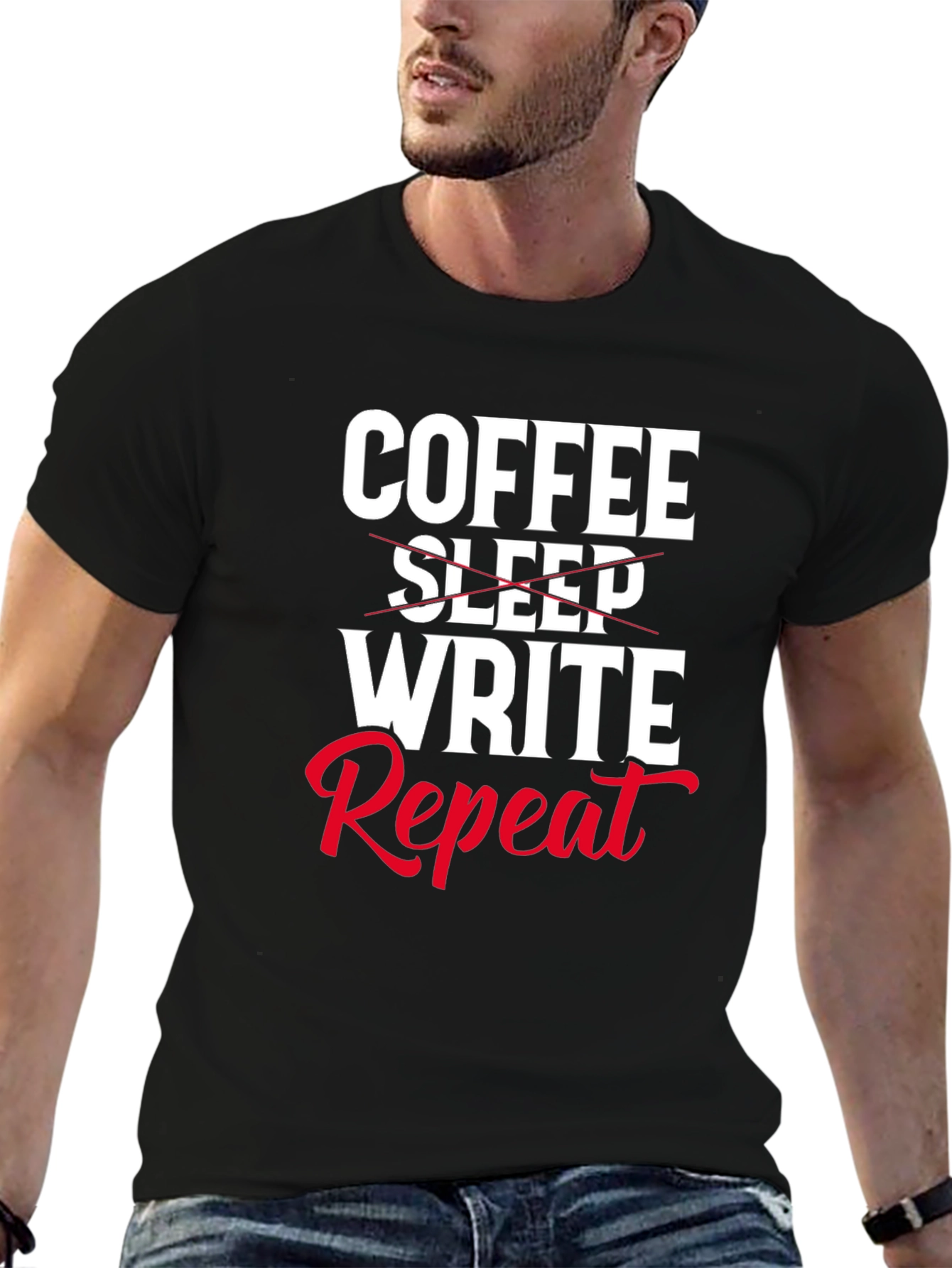 Coffee Write Repeat Novelty T-Shirt