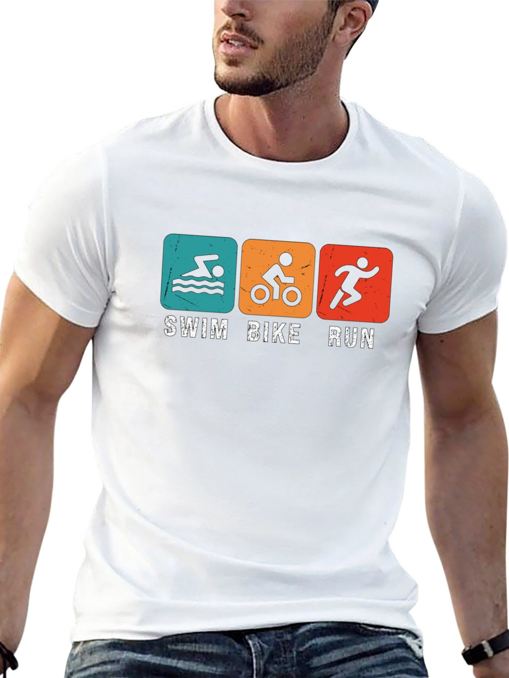Triathlon Swim Bike Run T-Shirt - Black