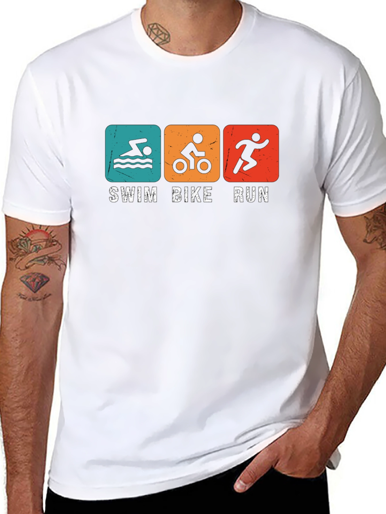 Triathlon Swim Bike Run T-Shirt - Black