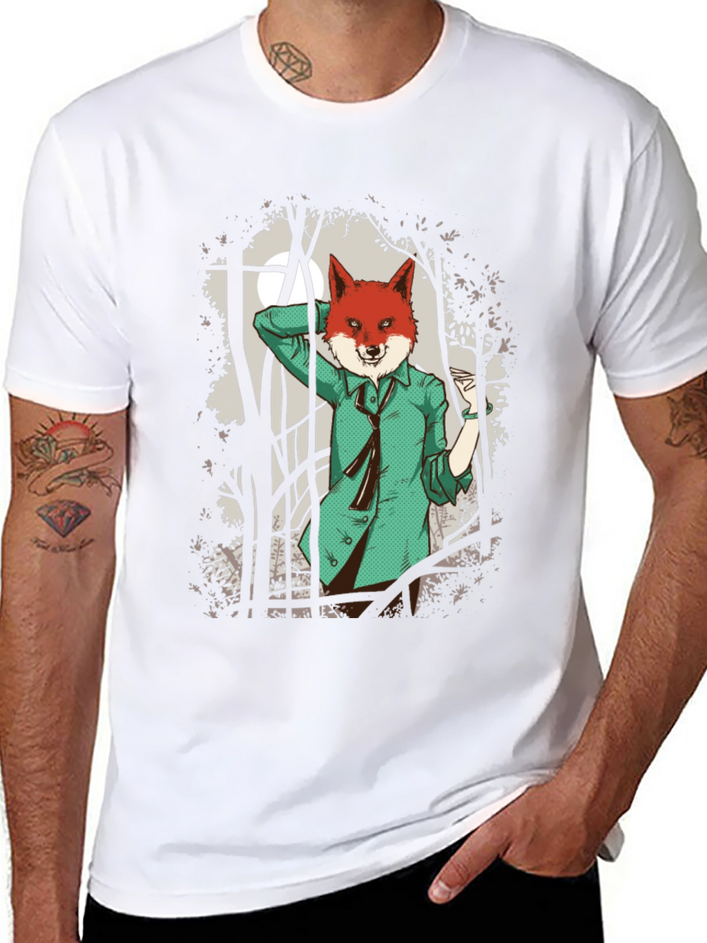 Fox in Suit Graphic Tee - Urban Style