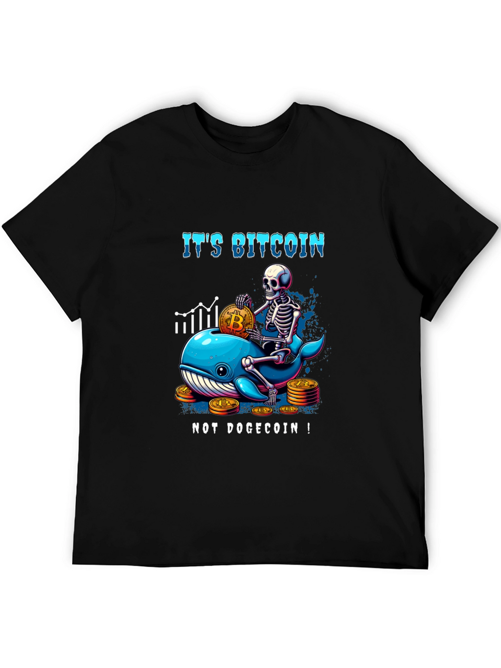 Bitcoin Whale Skeleton Graphic T-Shirt