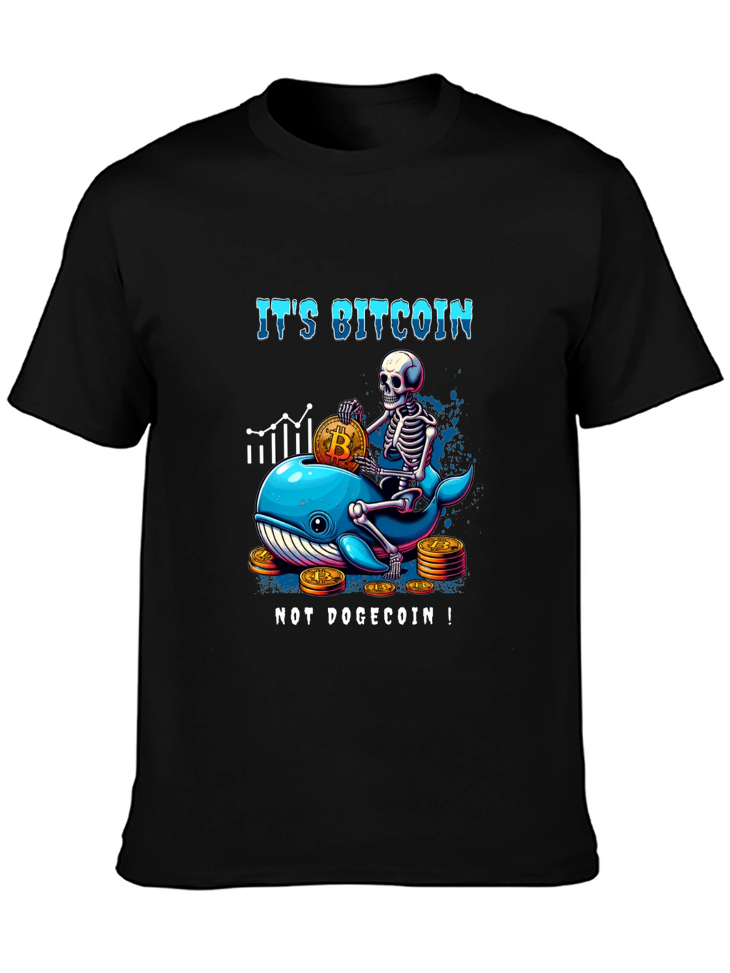 Bitcoin Whale Skeleton Graphic T-Shirt