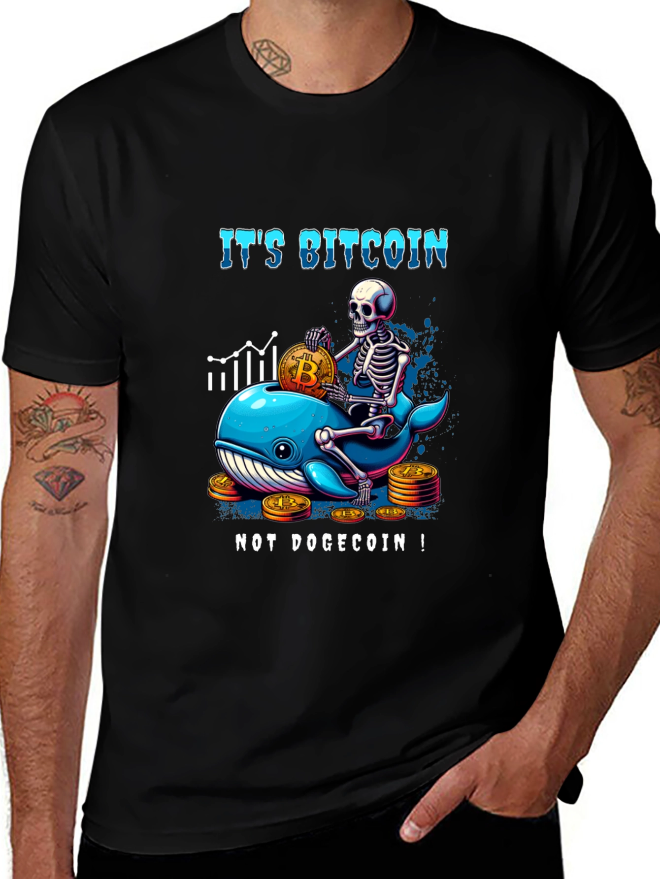 Bitcoin Whale Skeleton Graphic T-Shirt