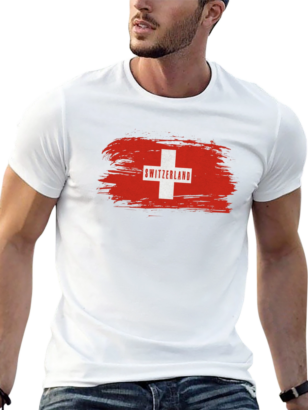 Switzerland Flag T-Shirt - Black Graphic Tee