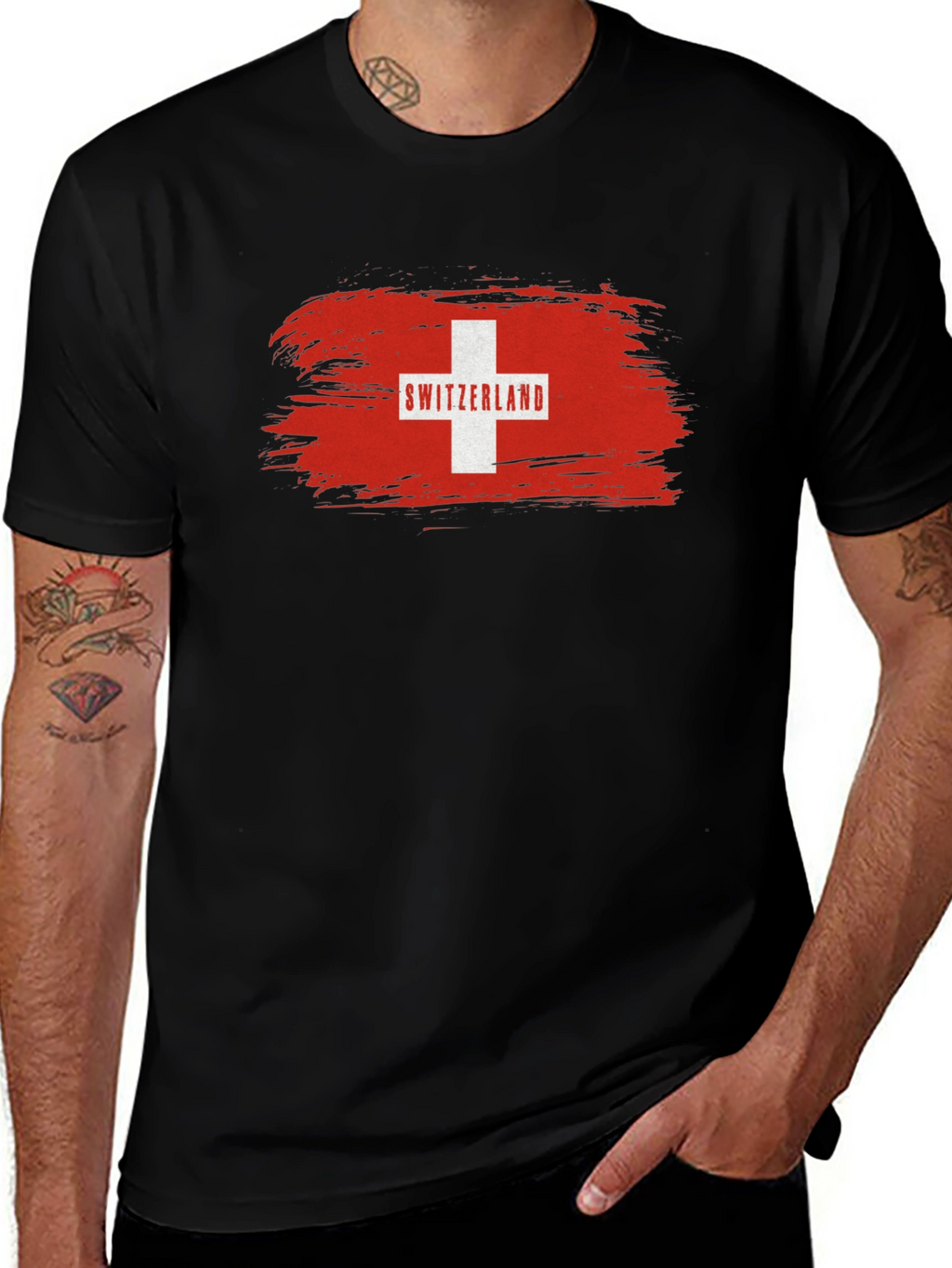 Switzerland Flag T-Shirt - Black Graphic Tee