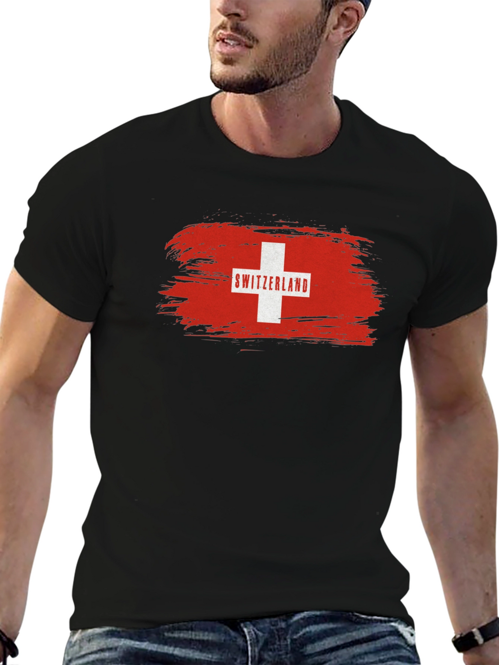Switzerland Flag T-Shirt - Black Graphic Tee