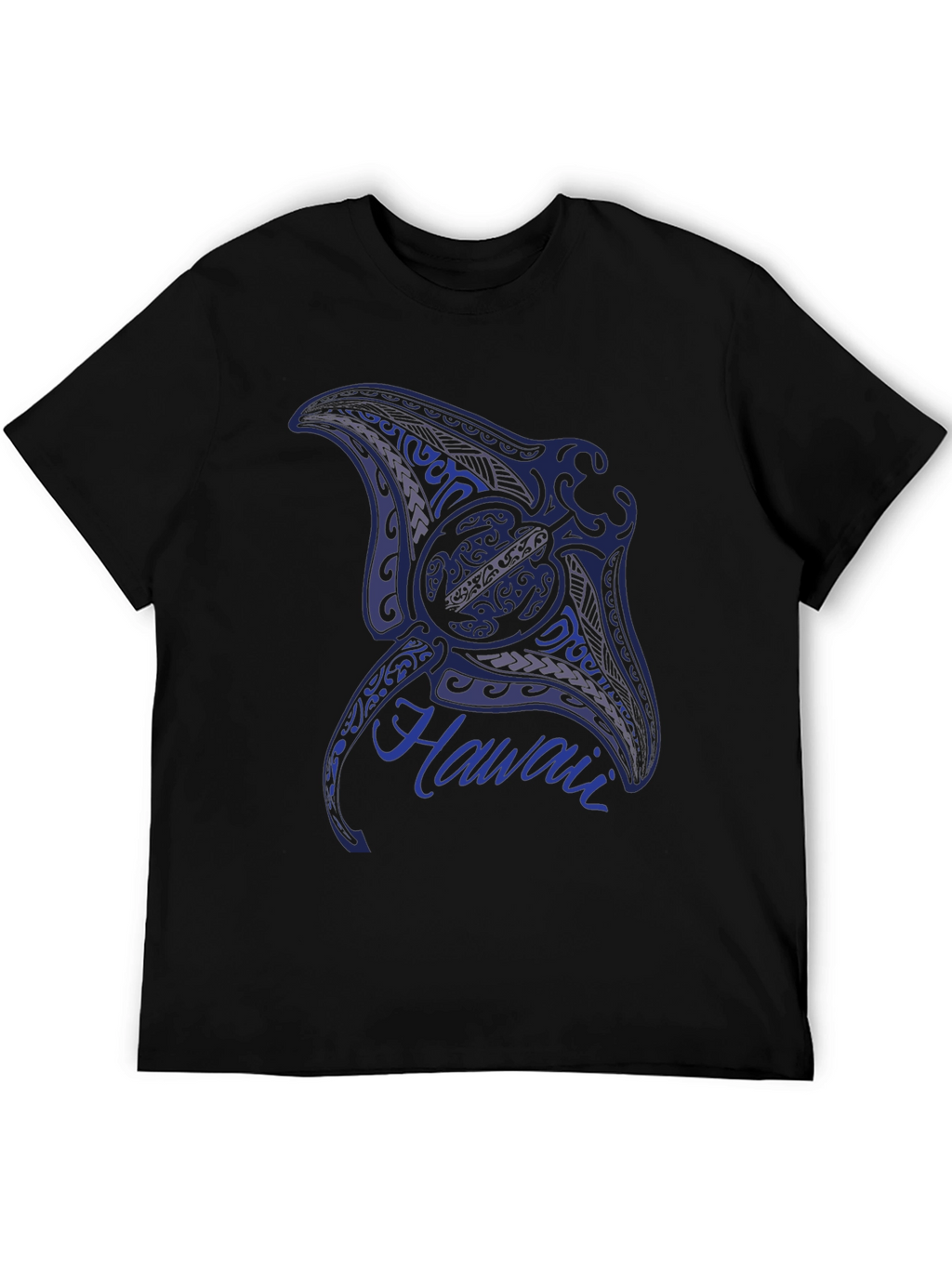 Mens Black T-Shirt with Manta Ray Hawaii Design