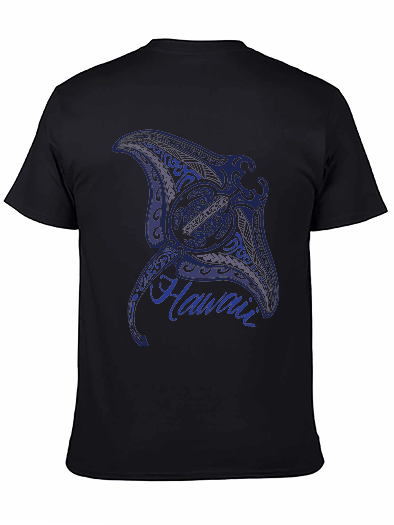 Mens Black T-Shirt with Manta Ray Hawaii Design