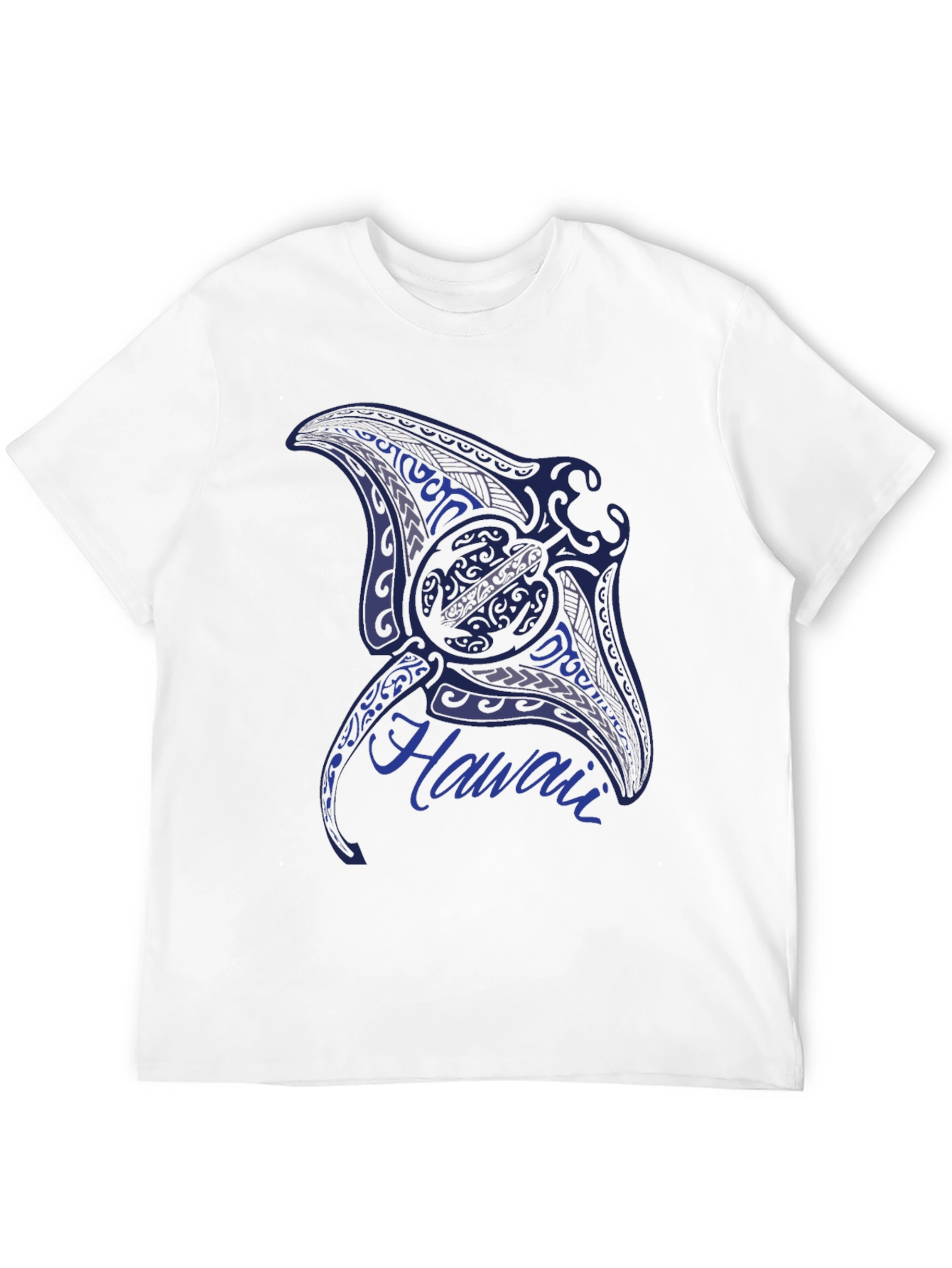 Mens Black T-Shirt with Manta Ray Hawaii Design