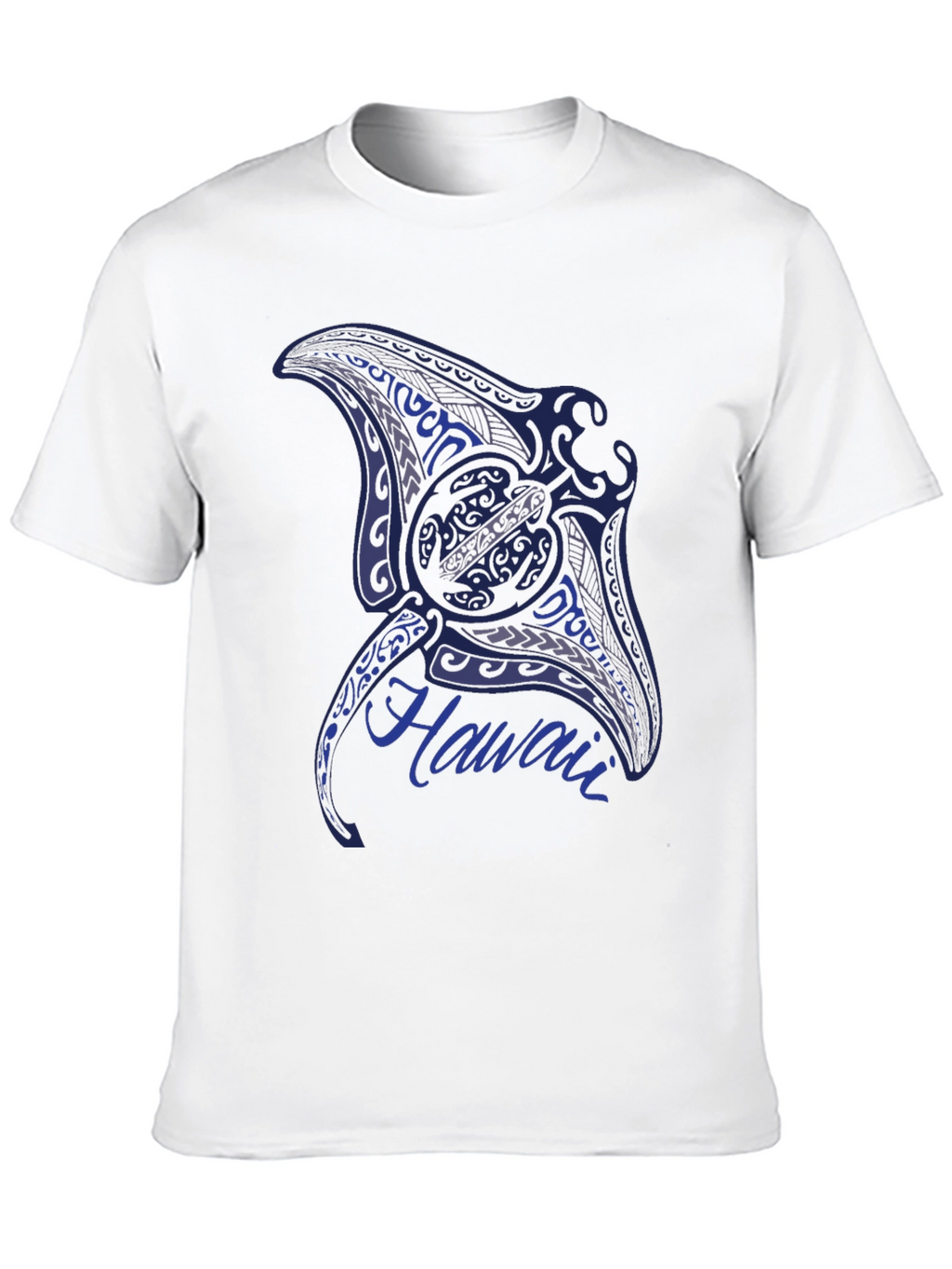 Mens Black T-Shirt with Manta Ray Hawaii Design