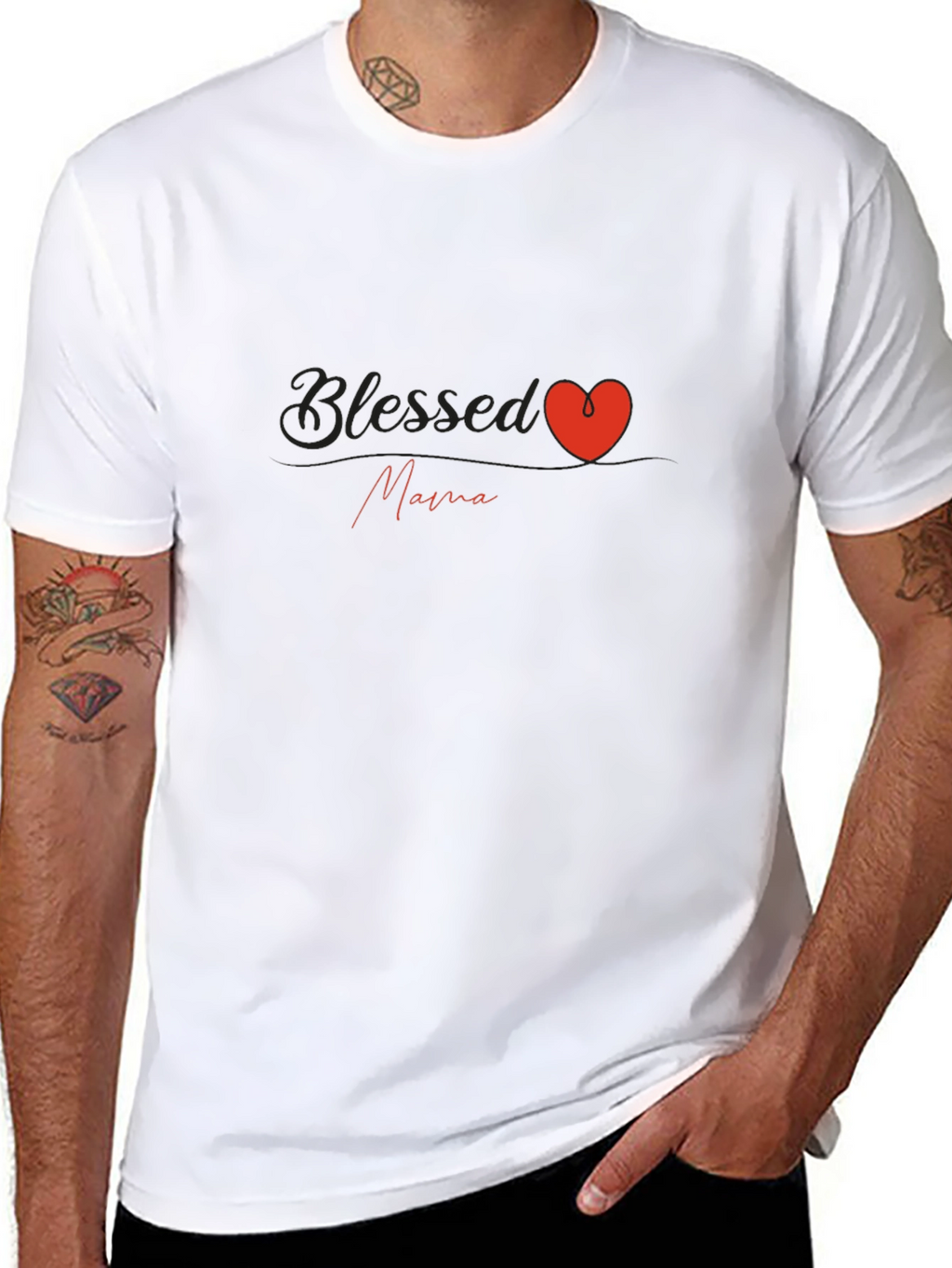 Blessed Mama Heart Graphic T-Shirt