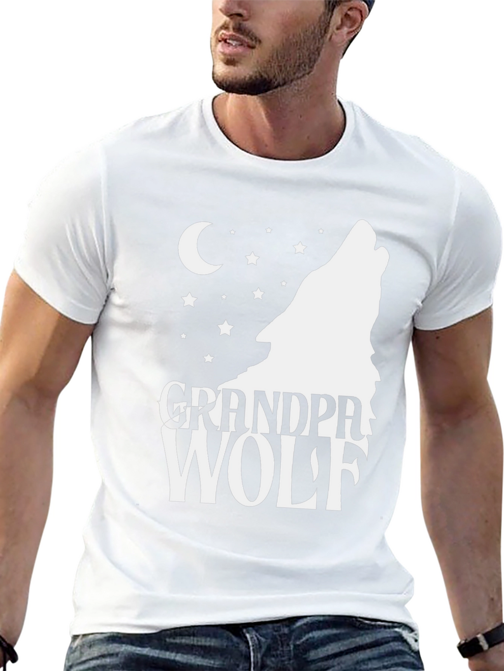 Grandpa Wolf T-Shirt - Howling Moon Design