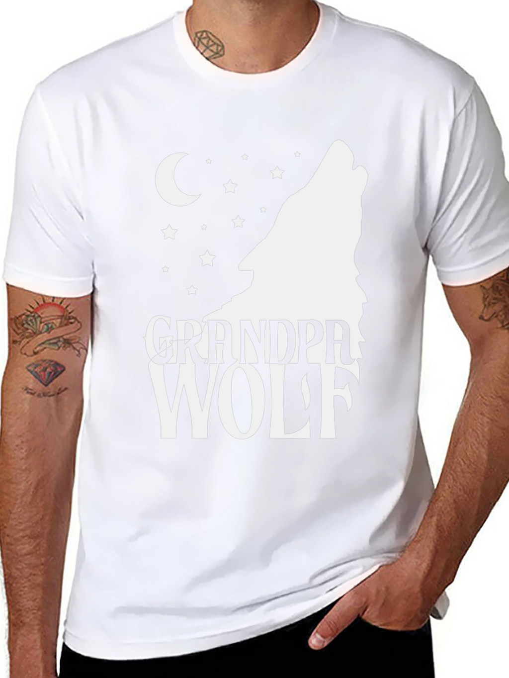 Grandpa Wolf T-Shirt - Howling Moon Design