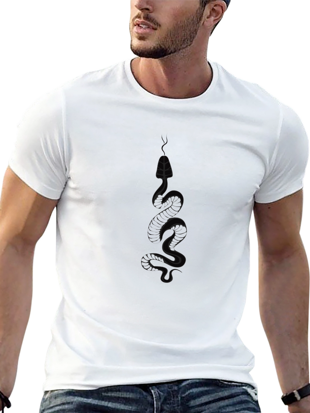 Mens Black Snake Graphic Tee - Stylish & Edgy