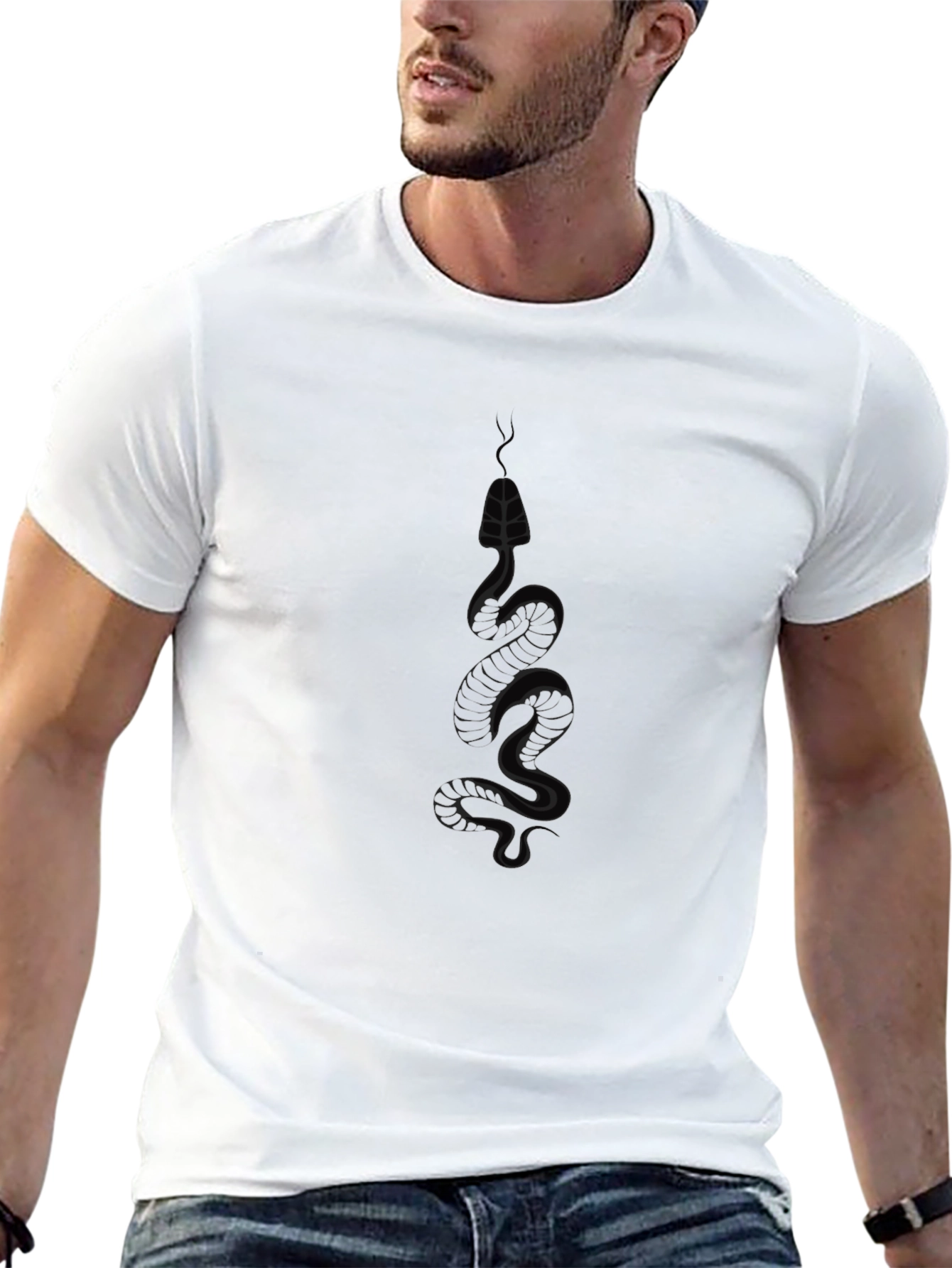 Mens Black Snake Graphic Tee - Stylish & Edgy