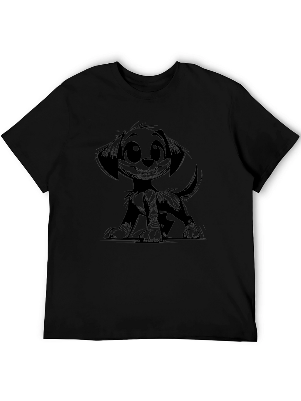 Cartoon Dog Black T-Shirt