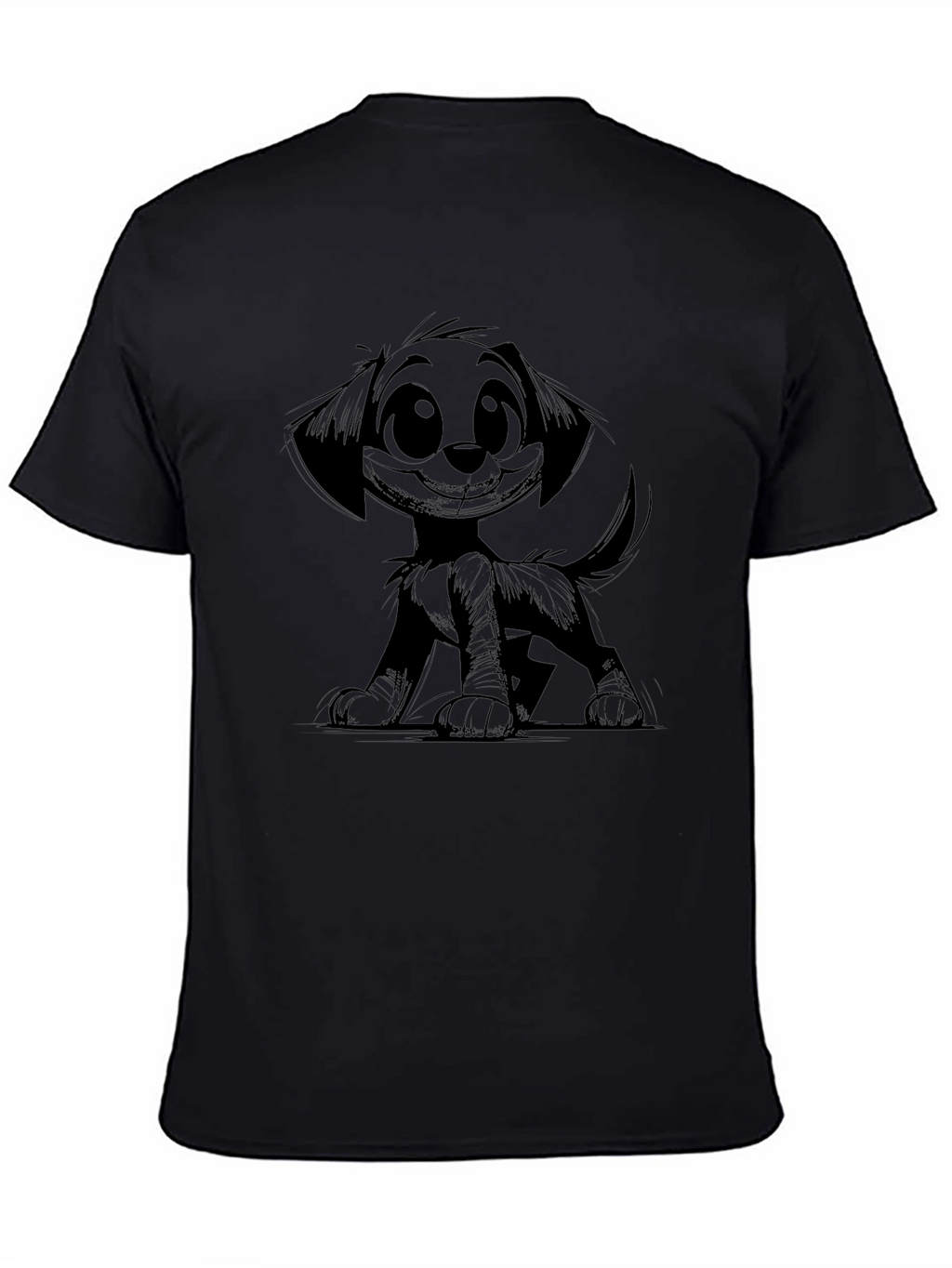 Cartoon Dog Black T-Shirt