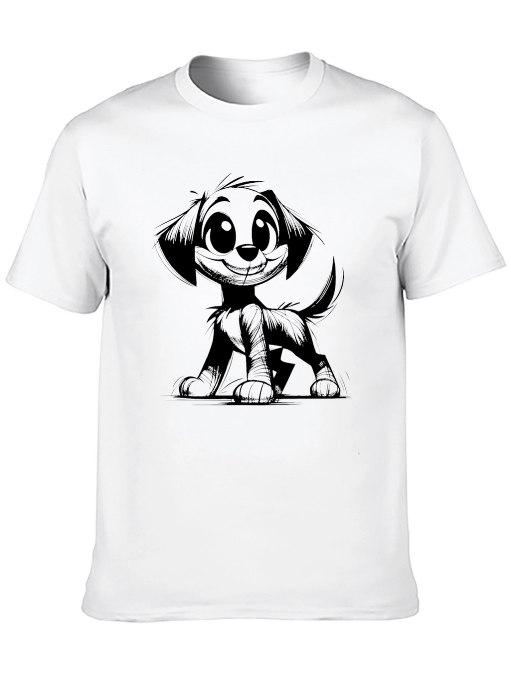 Cartoon Dog Black T-Shirt