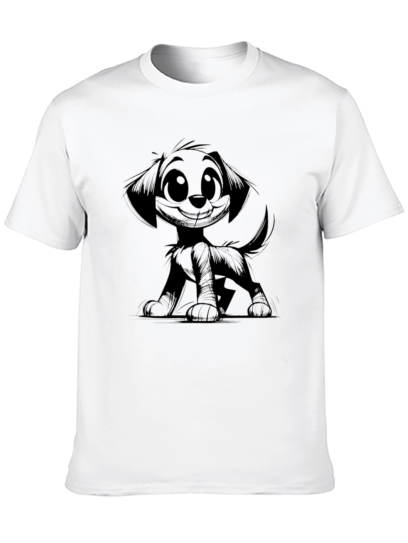 Cartoon Dog Black T-Shirt