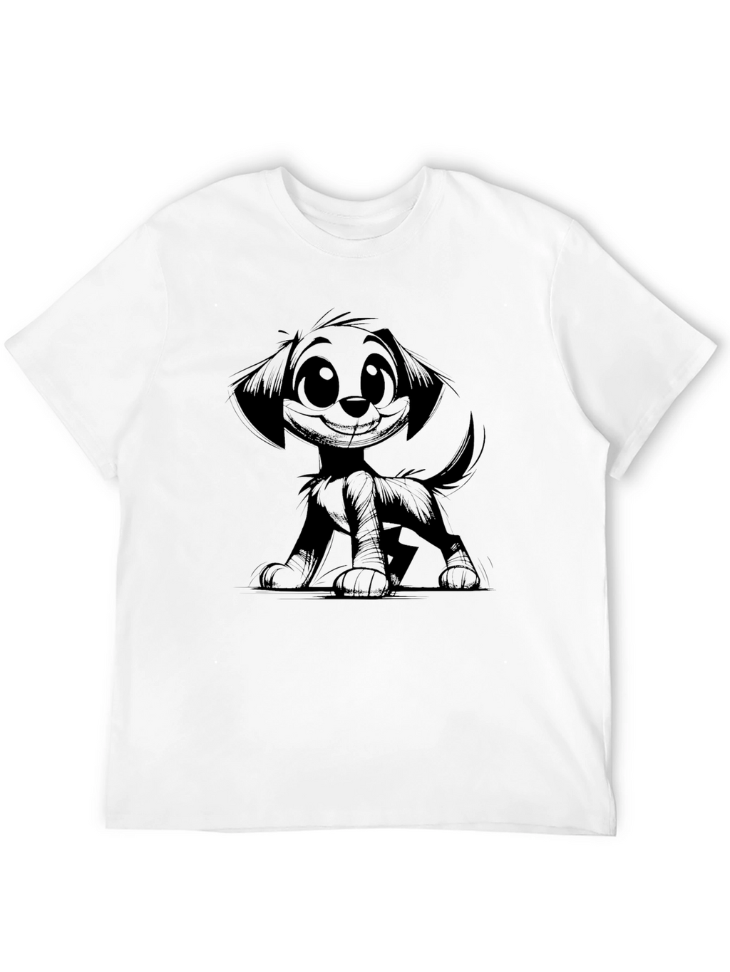 Cartoon Dog Black T-Shirt