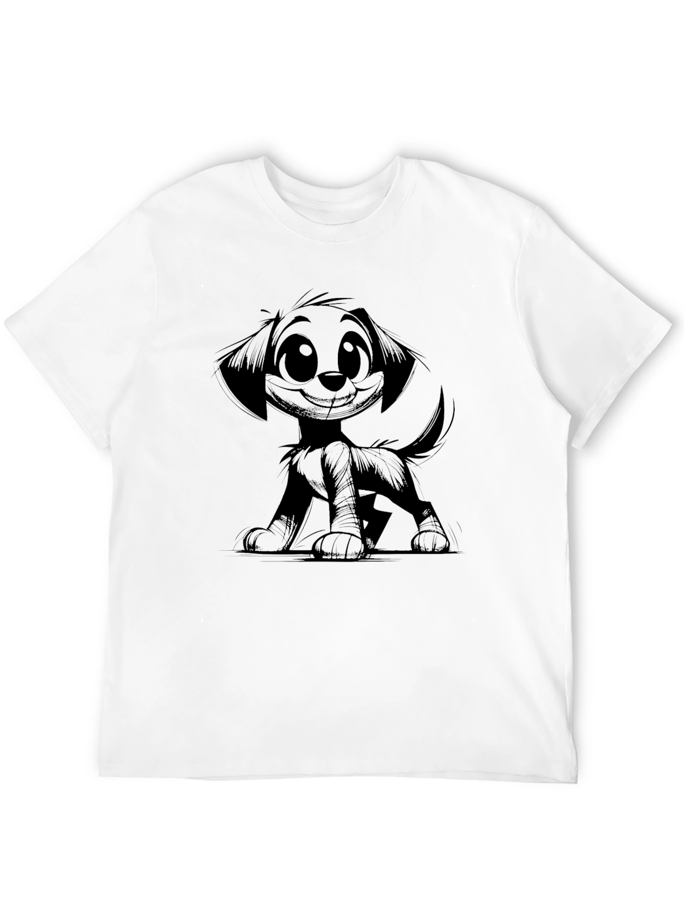Cartoon Dog Black T-Shirt