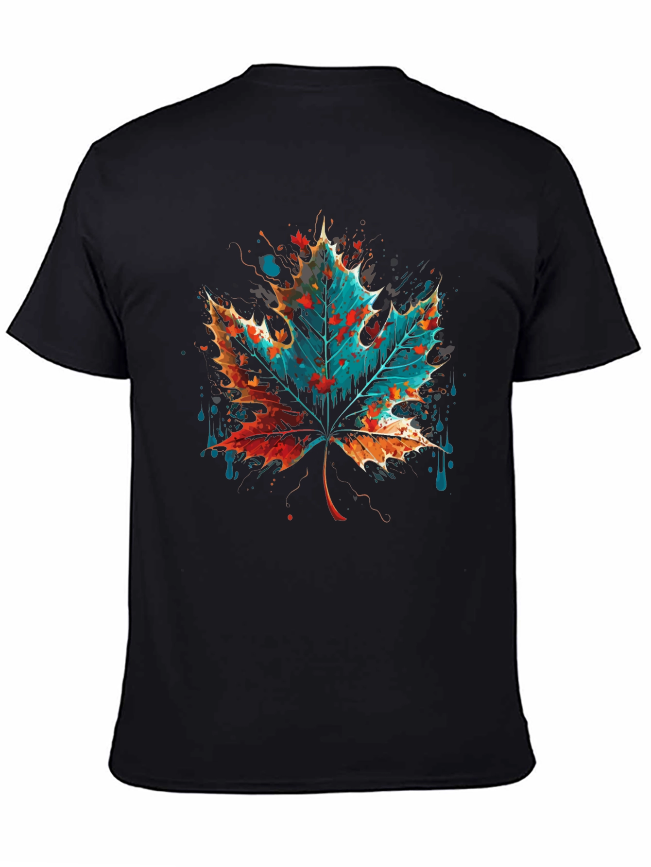 Abstract Leaf Graphic Tee - Mens Black T-Shirt