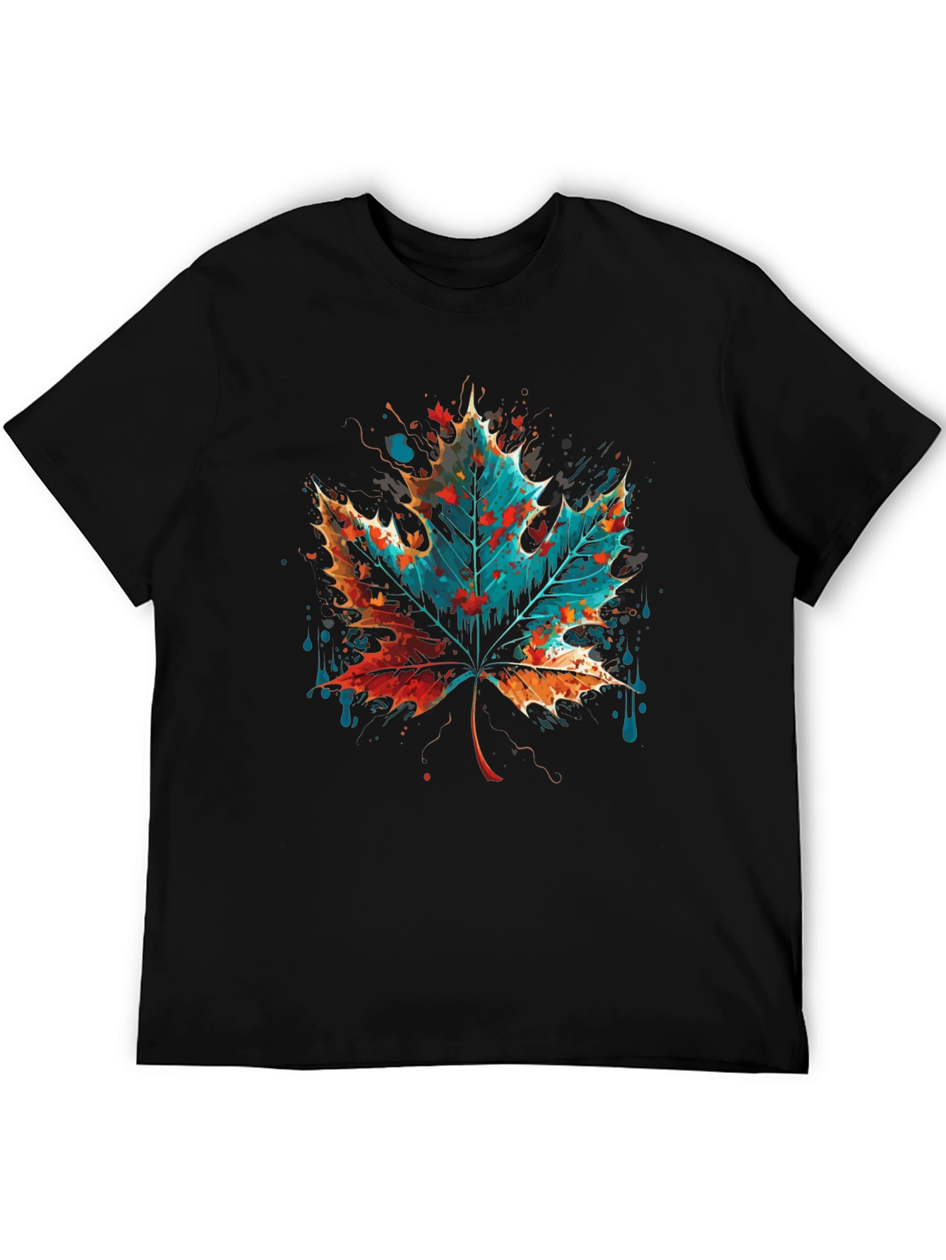 Abstract Leaf Graphic Tee - Mens Black T-Shirt