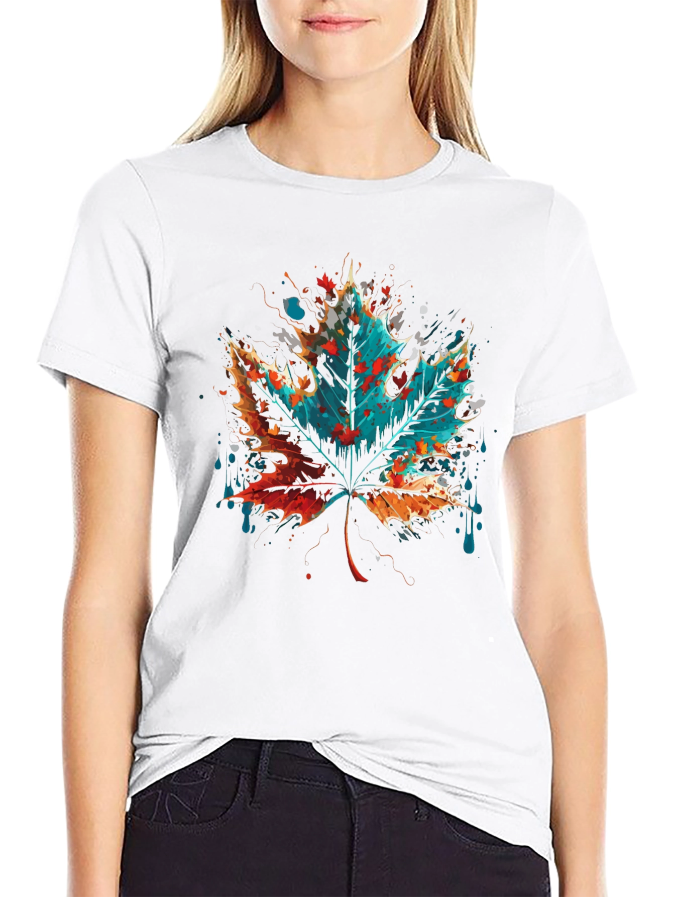 Abstract Leaf Graphic Tee - Mens Black T-Shirt