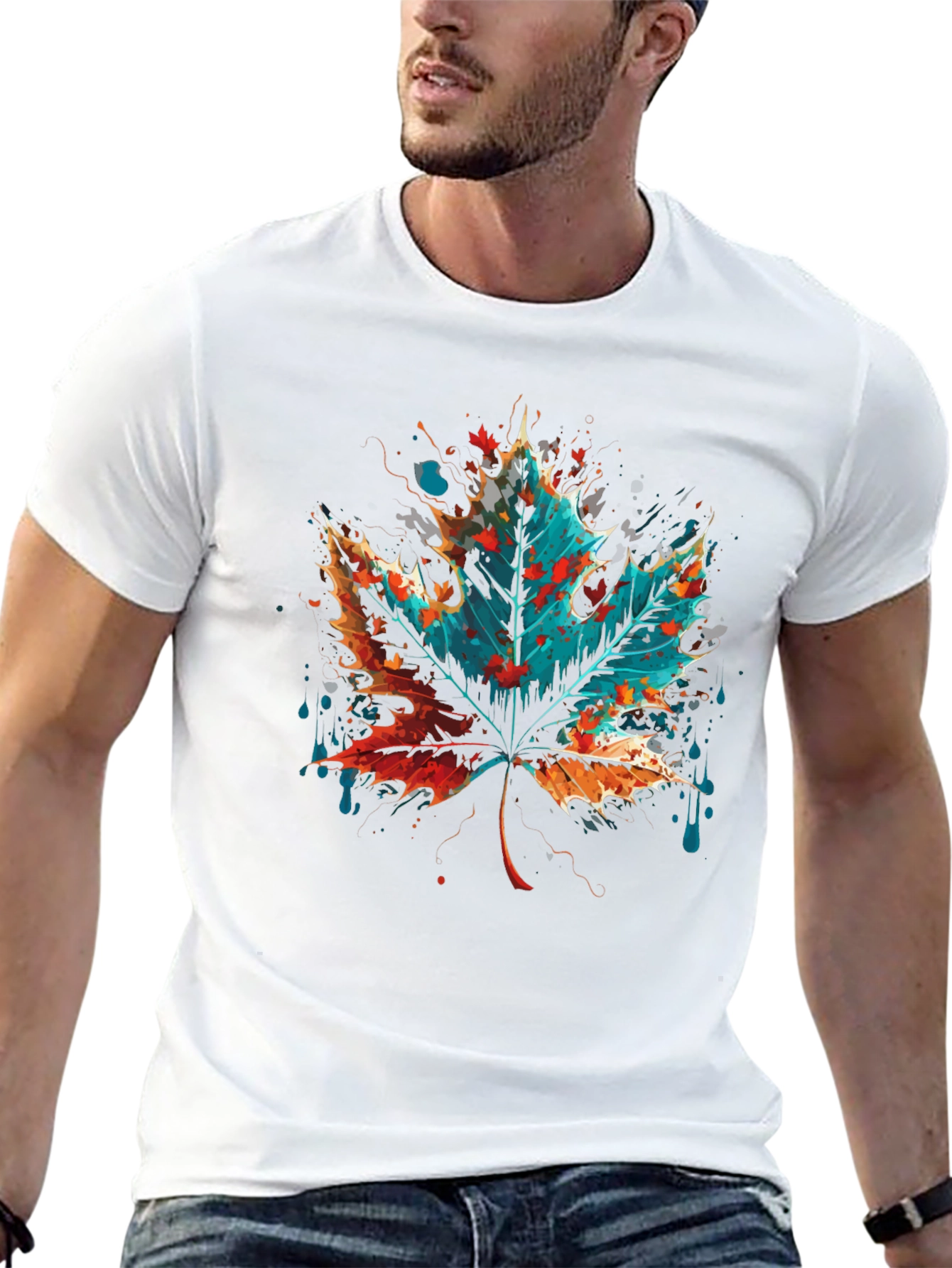 Abstract Leaf Graphic Tee - Mens Black T-Shirt