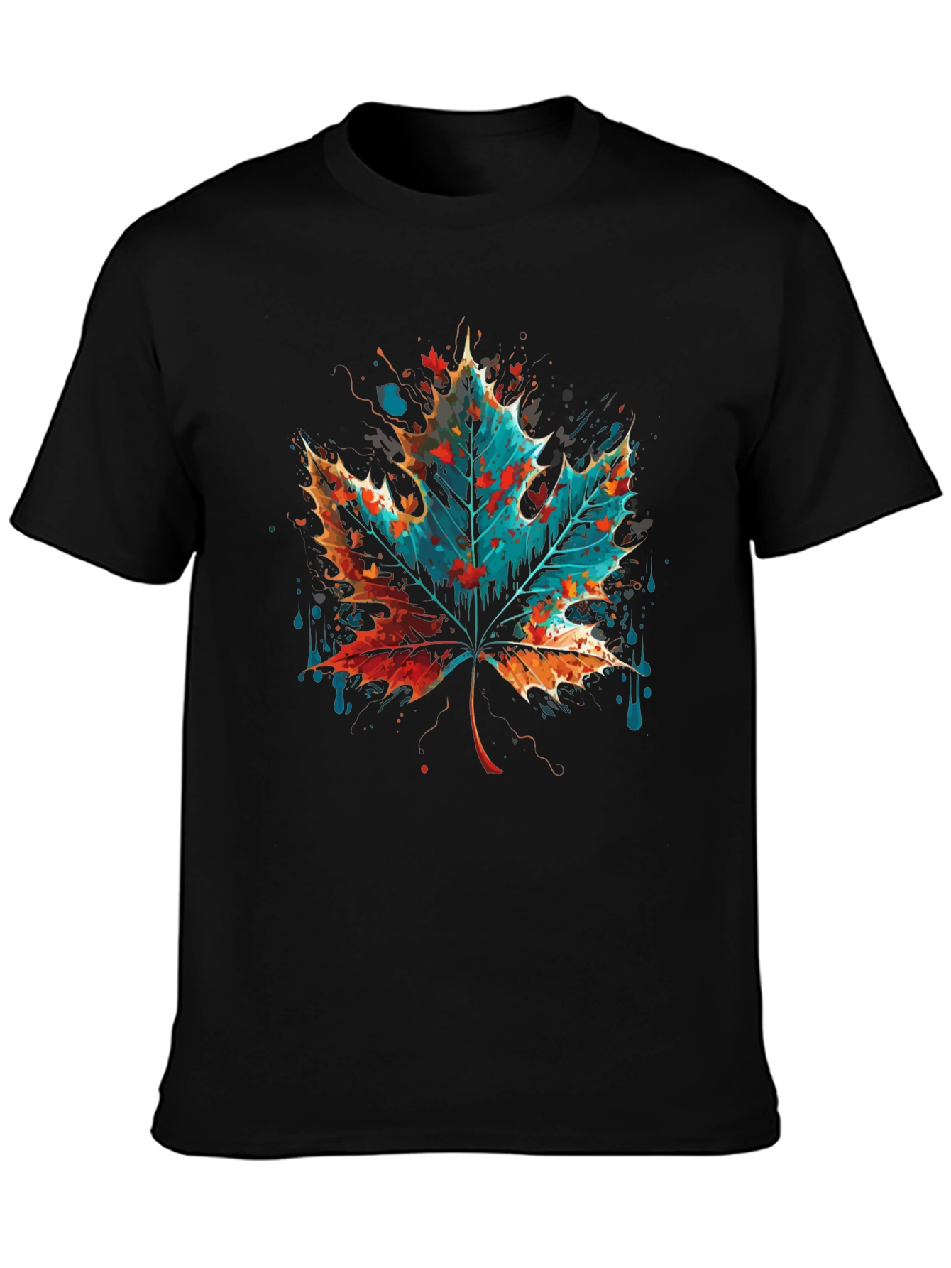 Abstract Leaf Graphic Tee - Mens Black T-Shirt
