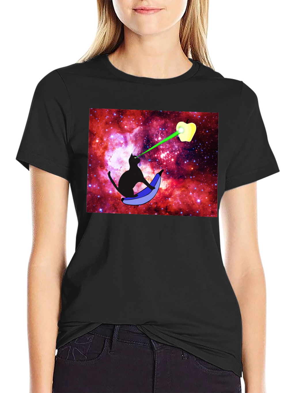 Cosmic Cat Laser Apple T-Shirt