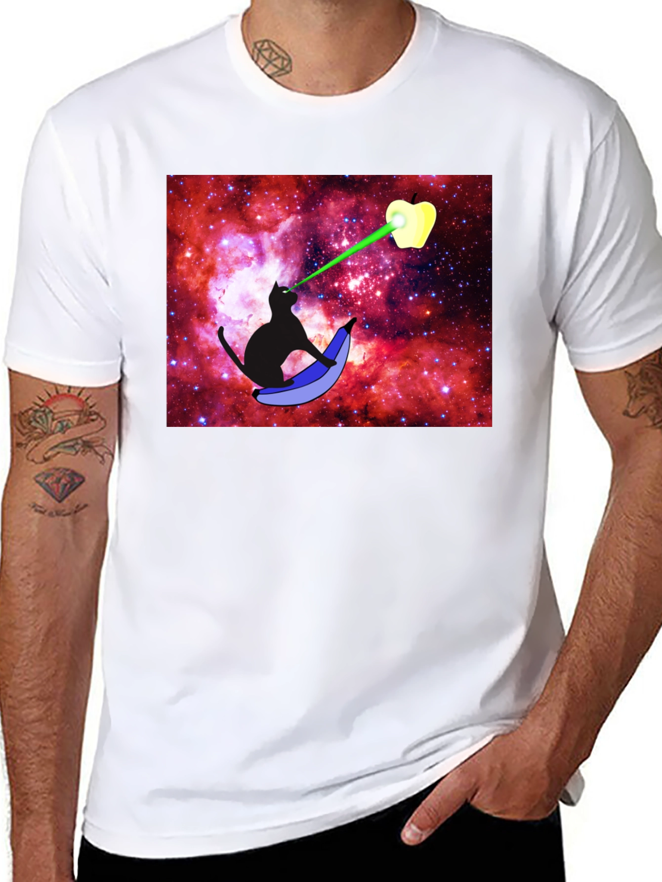 Cosmic Cat Laser Apple T-Shirt