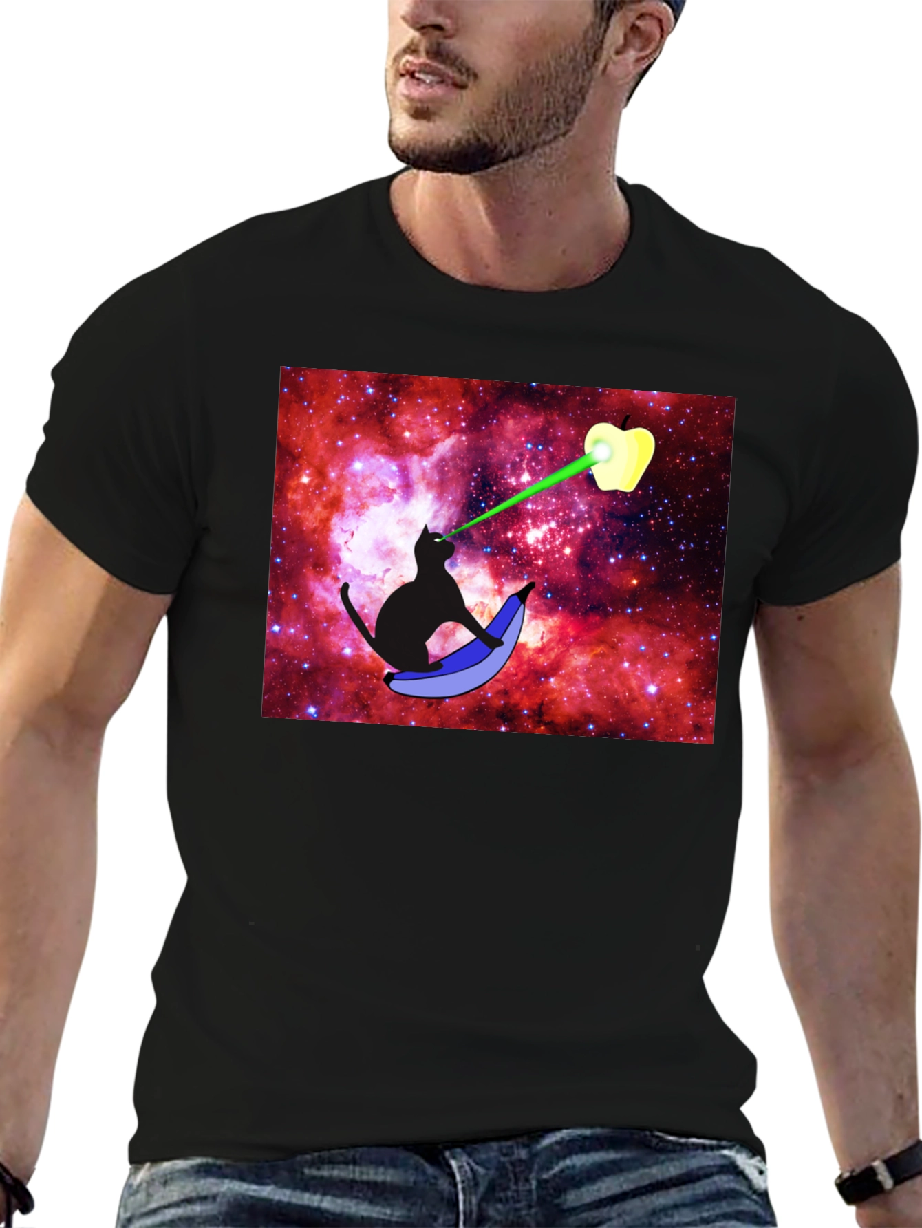 Cosmic Cat Laser Apple T-Shirt