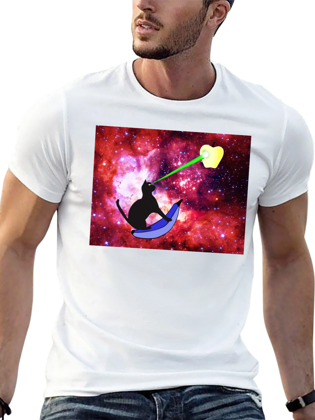 Cosmic Cat Laser Apple T-Shirt