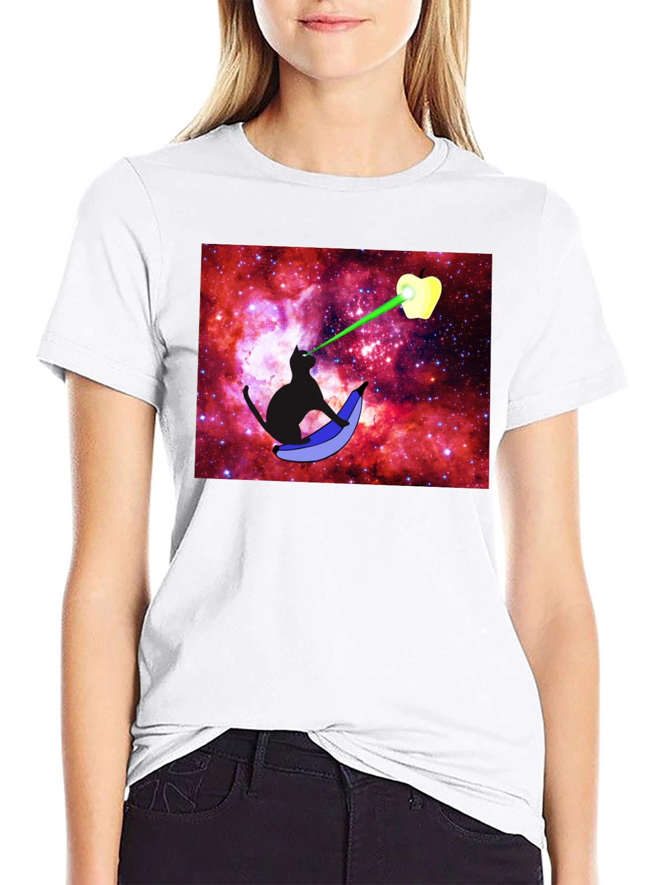 Cosmic Cat Laser Apple T-Shirt