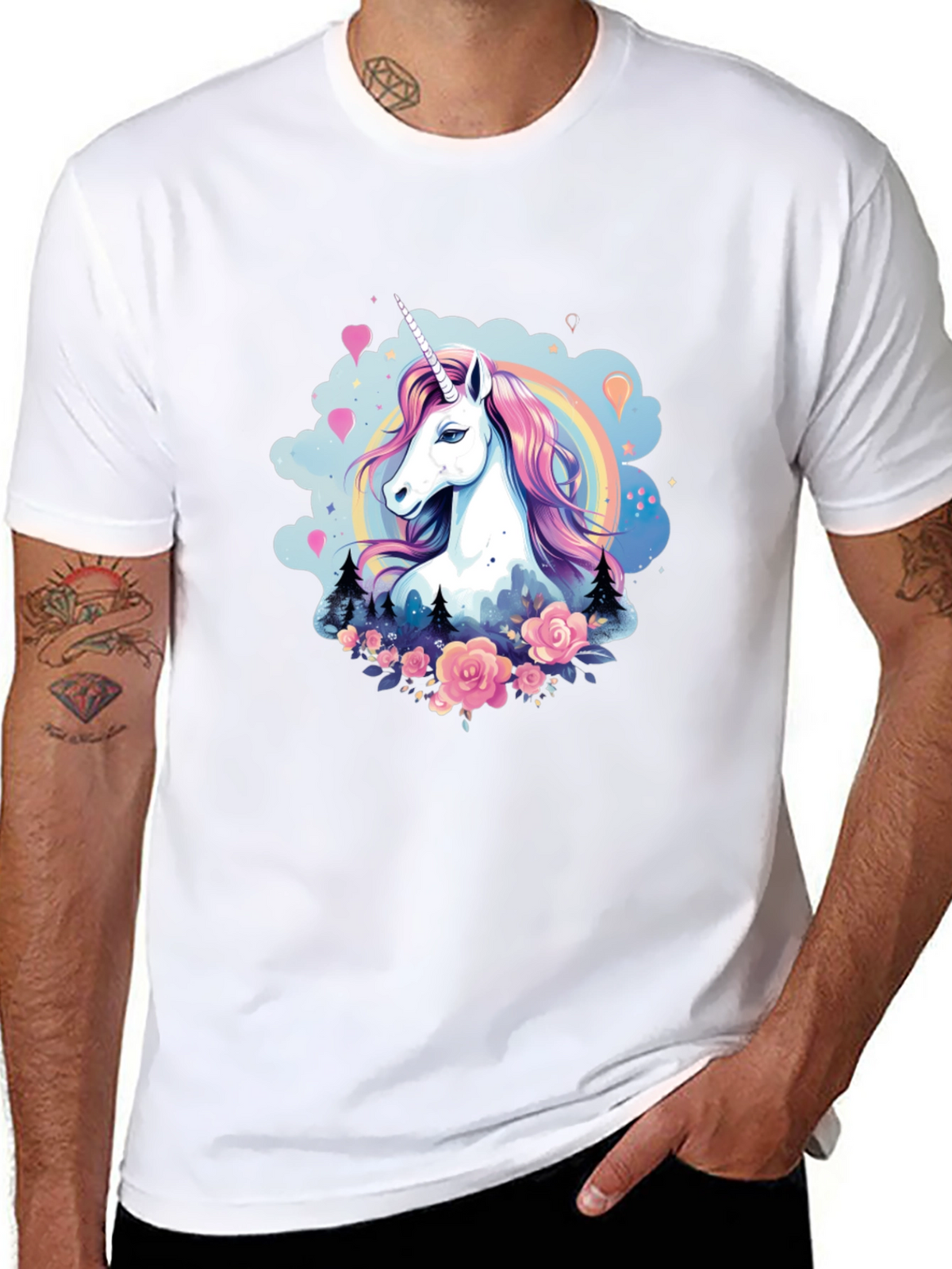 Unicorn Graphic Tee - Magical Design Black T-Shirt