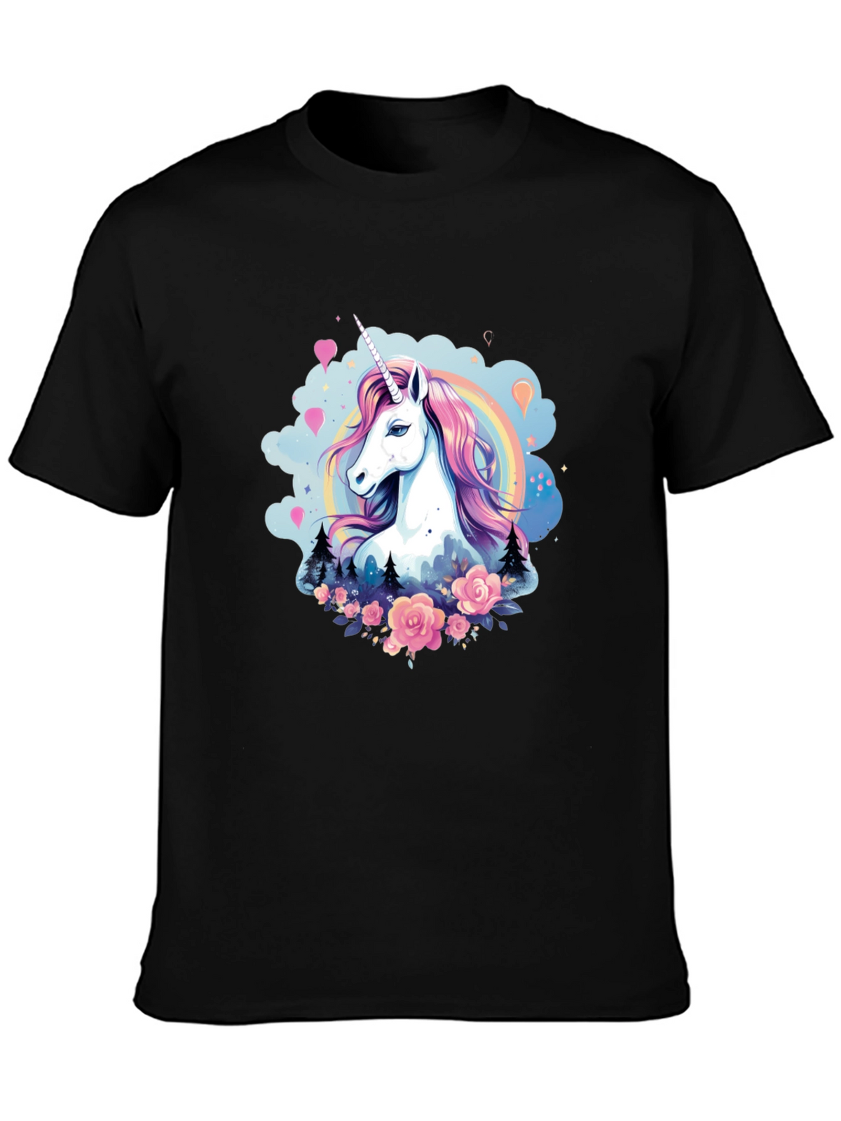 Unicorn Graphic Tee - Magical Design Black T-Shirt