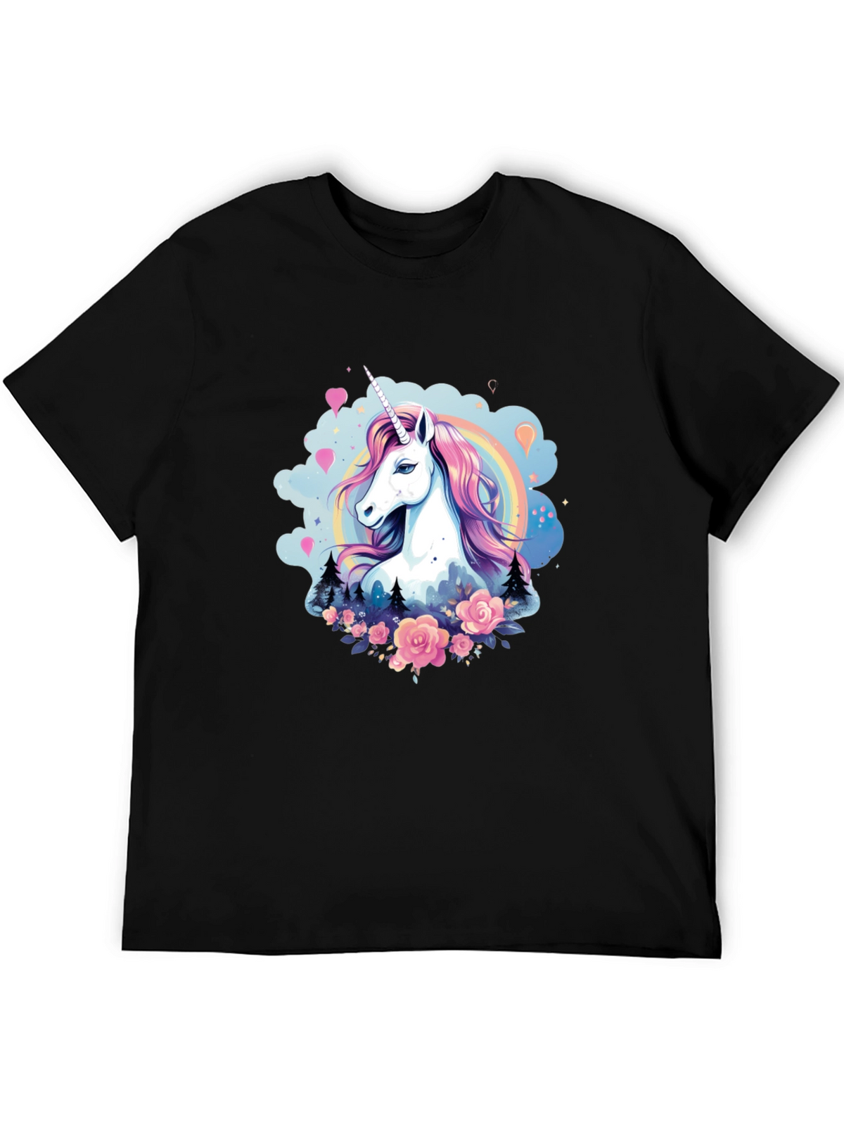 Unicorn Graphic Tee - Magical Design Black T-Shirt