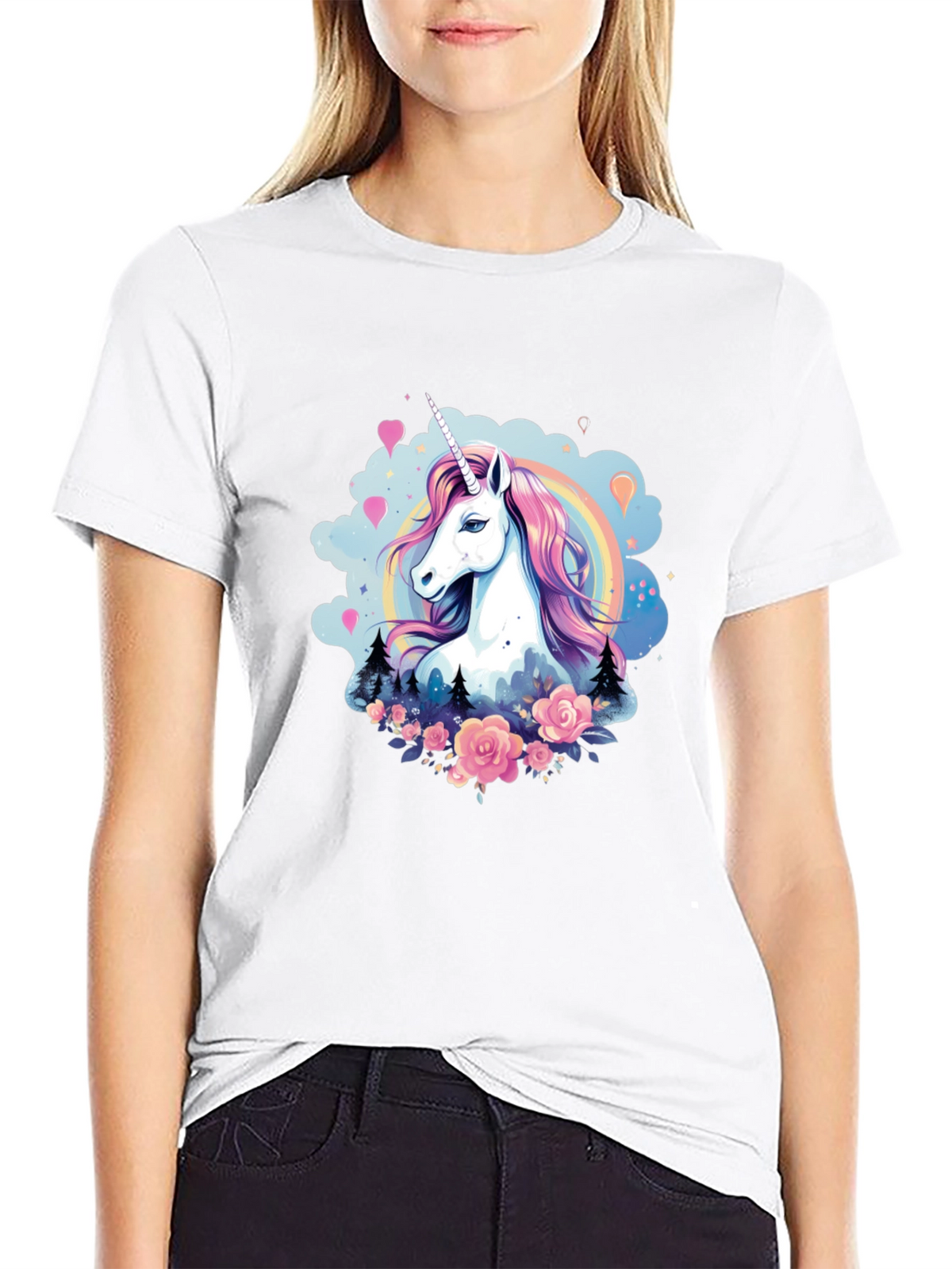 Unicorn Graphic Tee - Magical Design Black T-Shirt