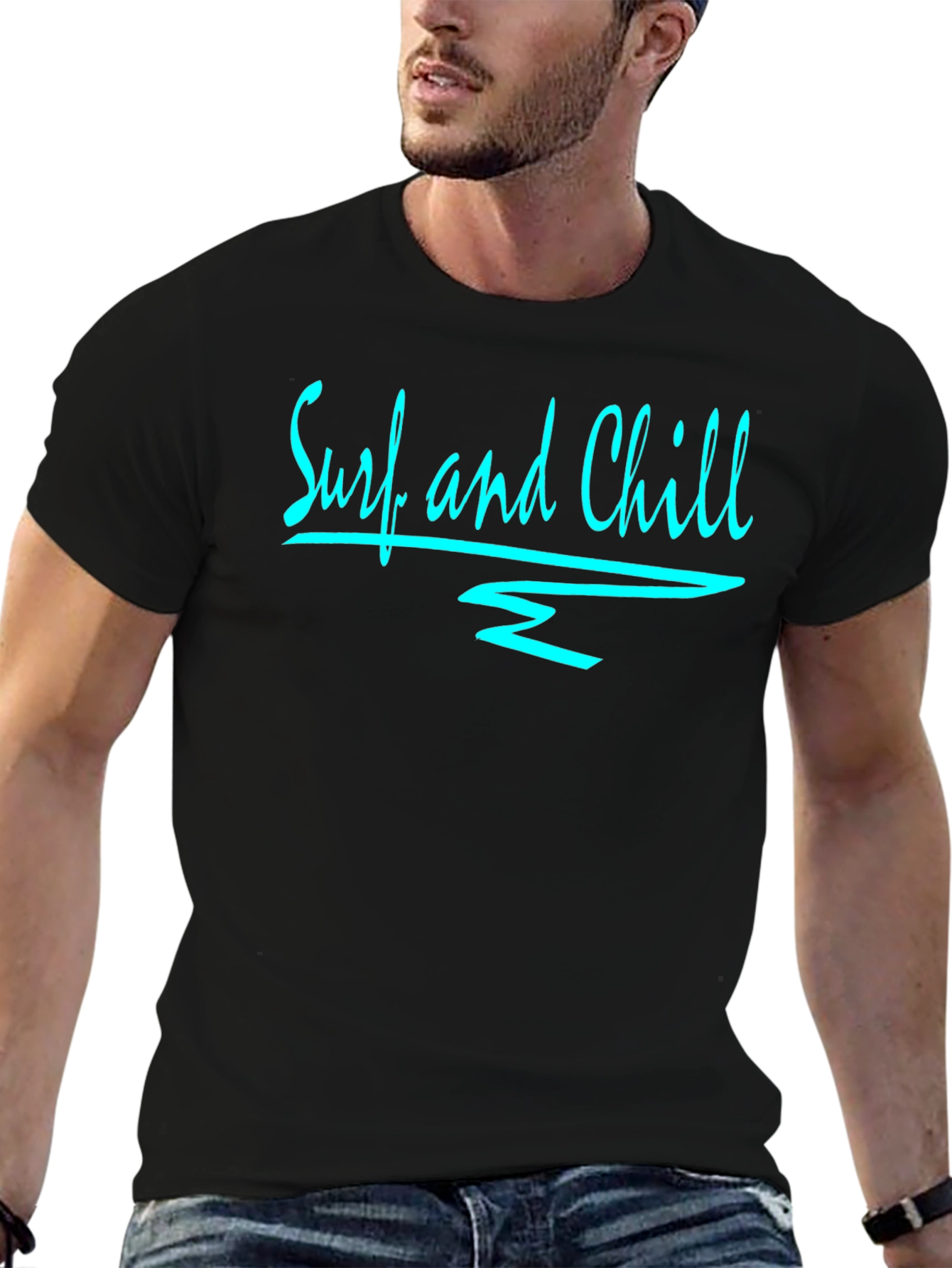 Surf and Chill Black Graphic Tee