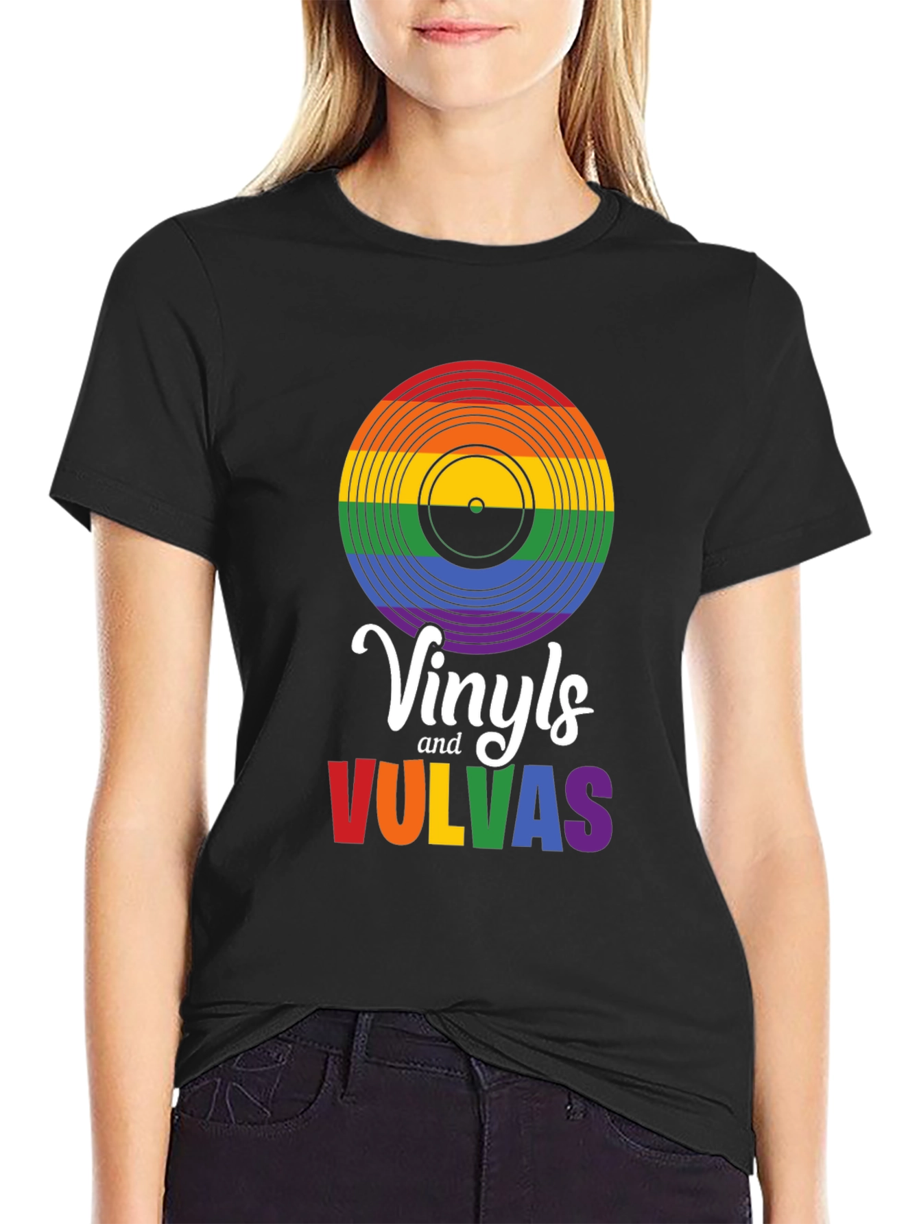 Rainbow Vinyls & Vulvas T-Shirt - Pride Tee