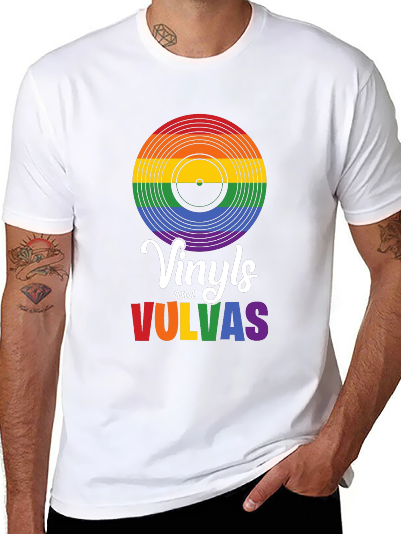 Rainbow Vinyls & Vulvas T-Shirt - Pride Tee