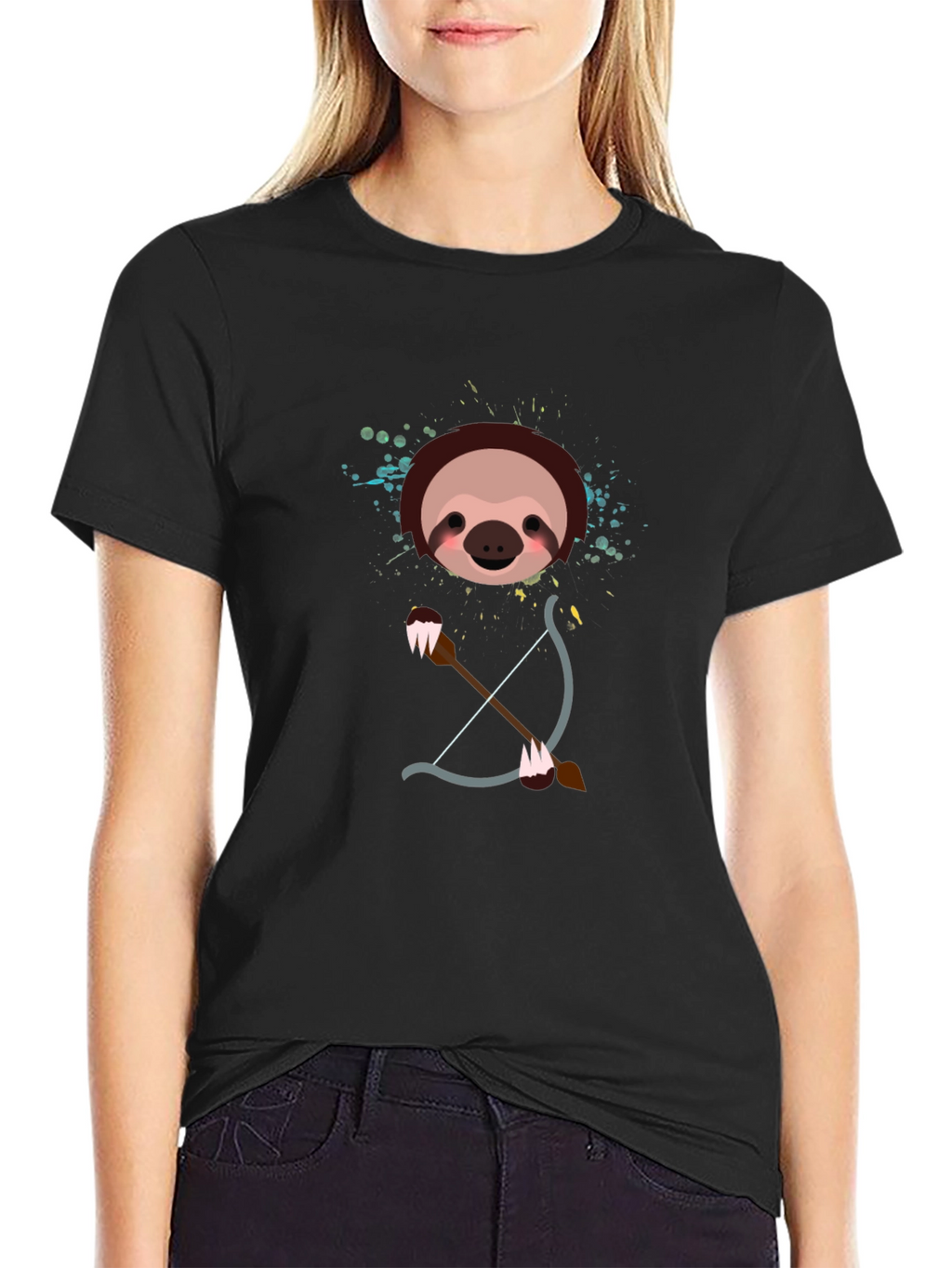 Sloth Archer Graphic Tee - Funny Cartoon Animal T-Shirt