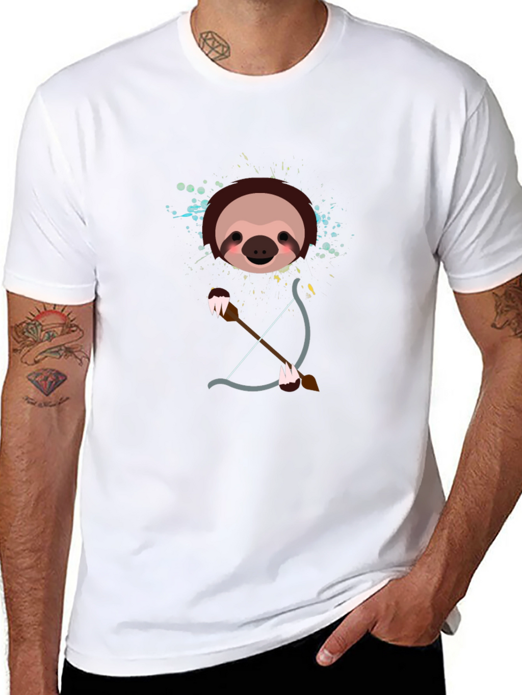 Sloth Archer Graphic Tee - Funny Cartoon Animal T-Shirt