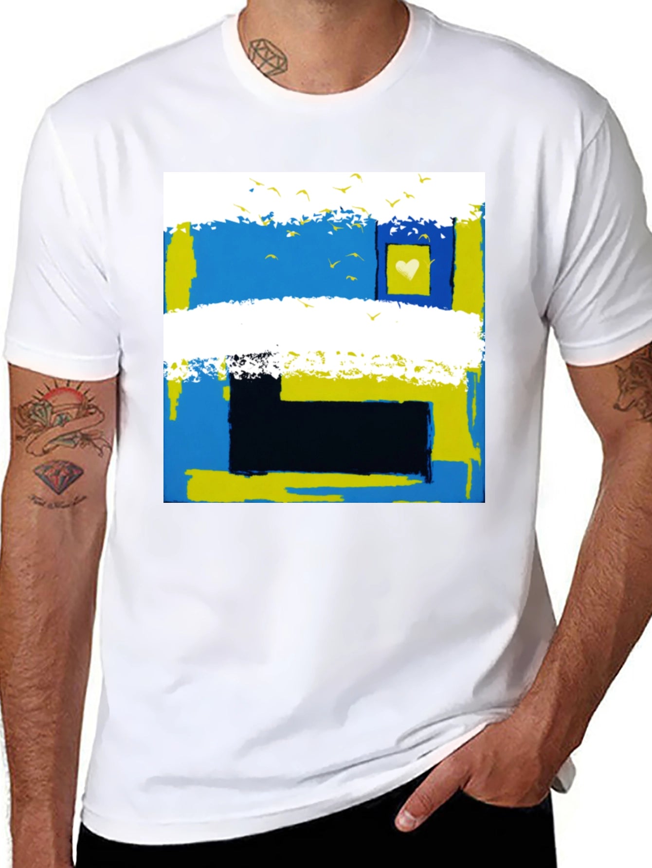 Abstract Ukraine Flag Heart T-Shirt