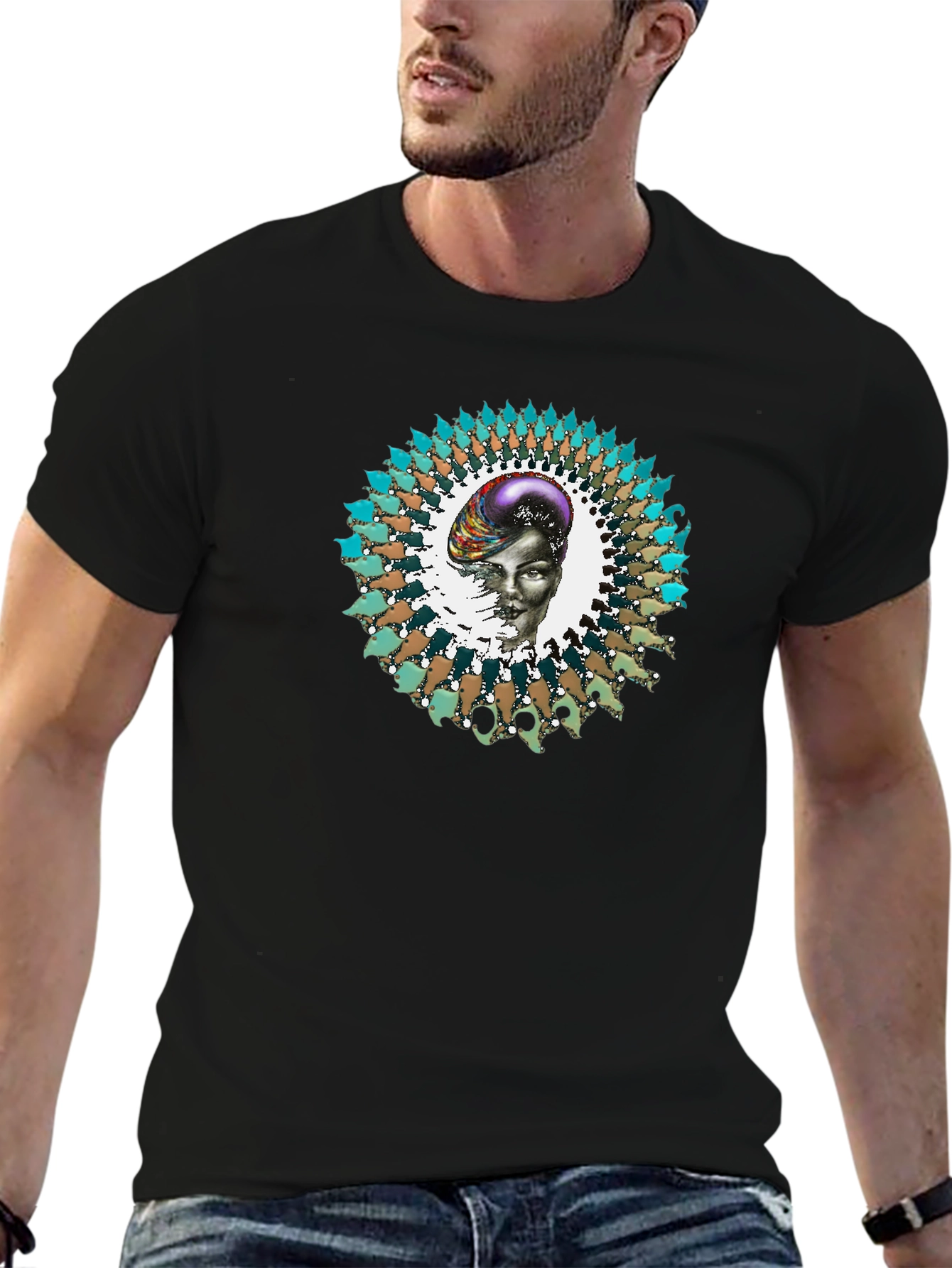 Abstract Graphic Print Black T-Shirt